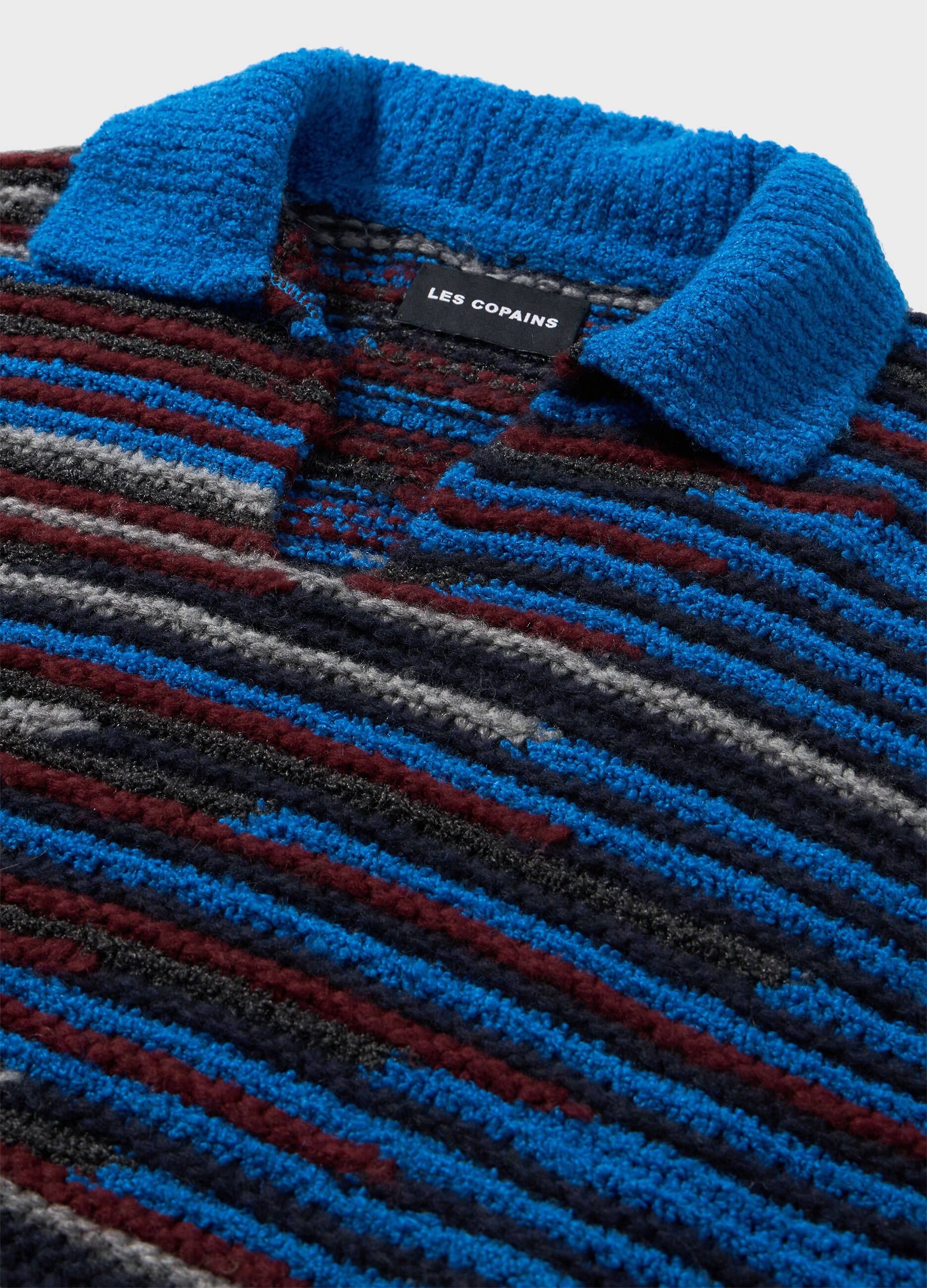 Knitted polo shirt with chunky stripes