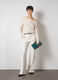 White cream off the shoulder wool and alpaca blend tricot top _0