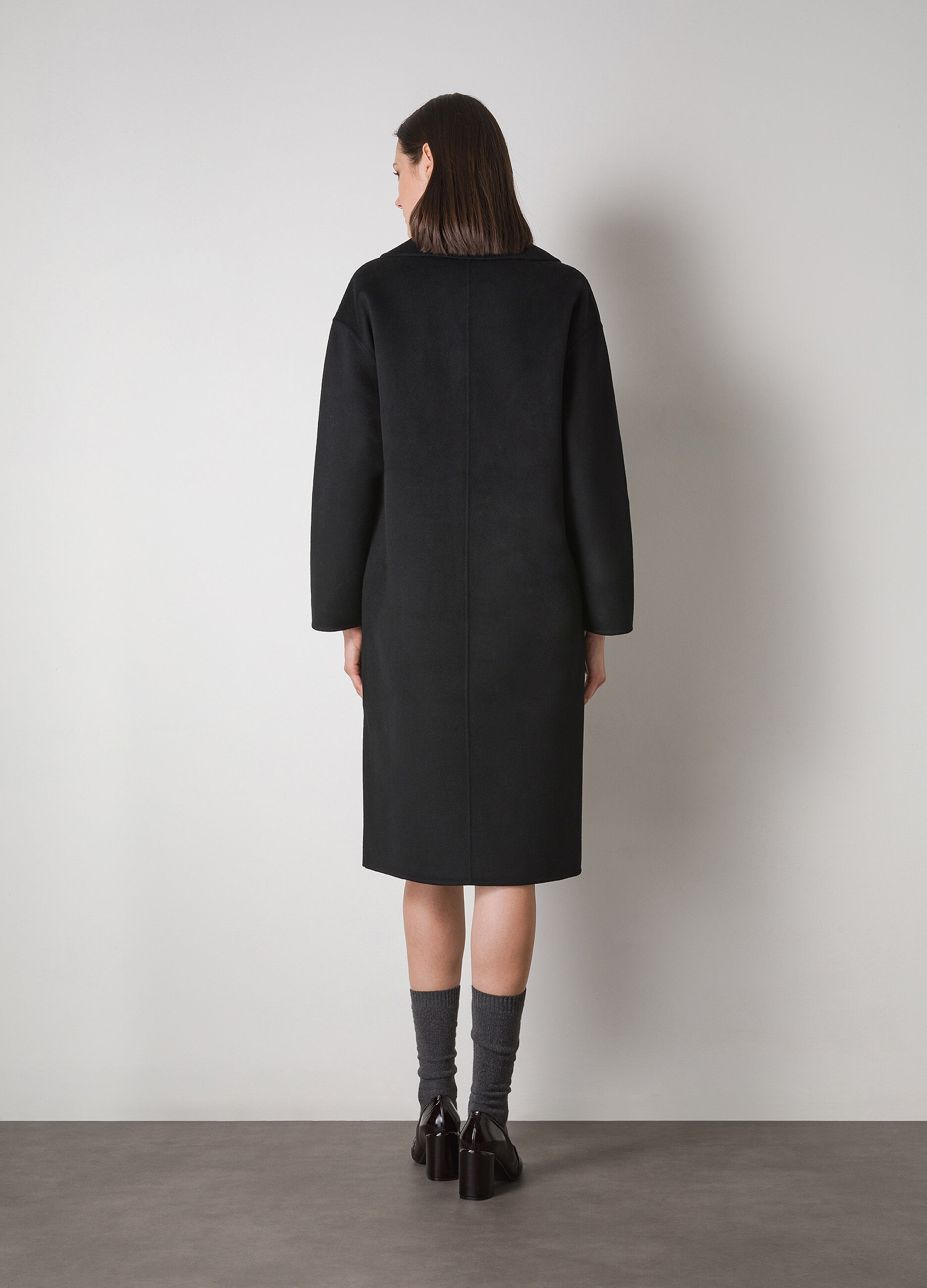 Green wool blend long coat_1