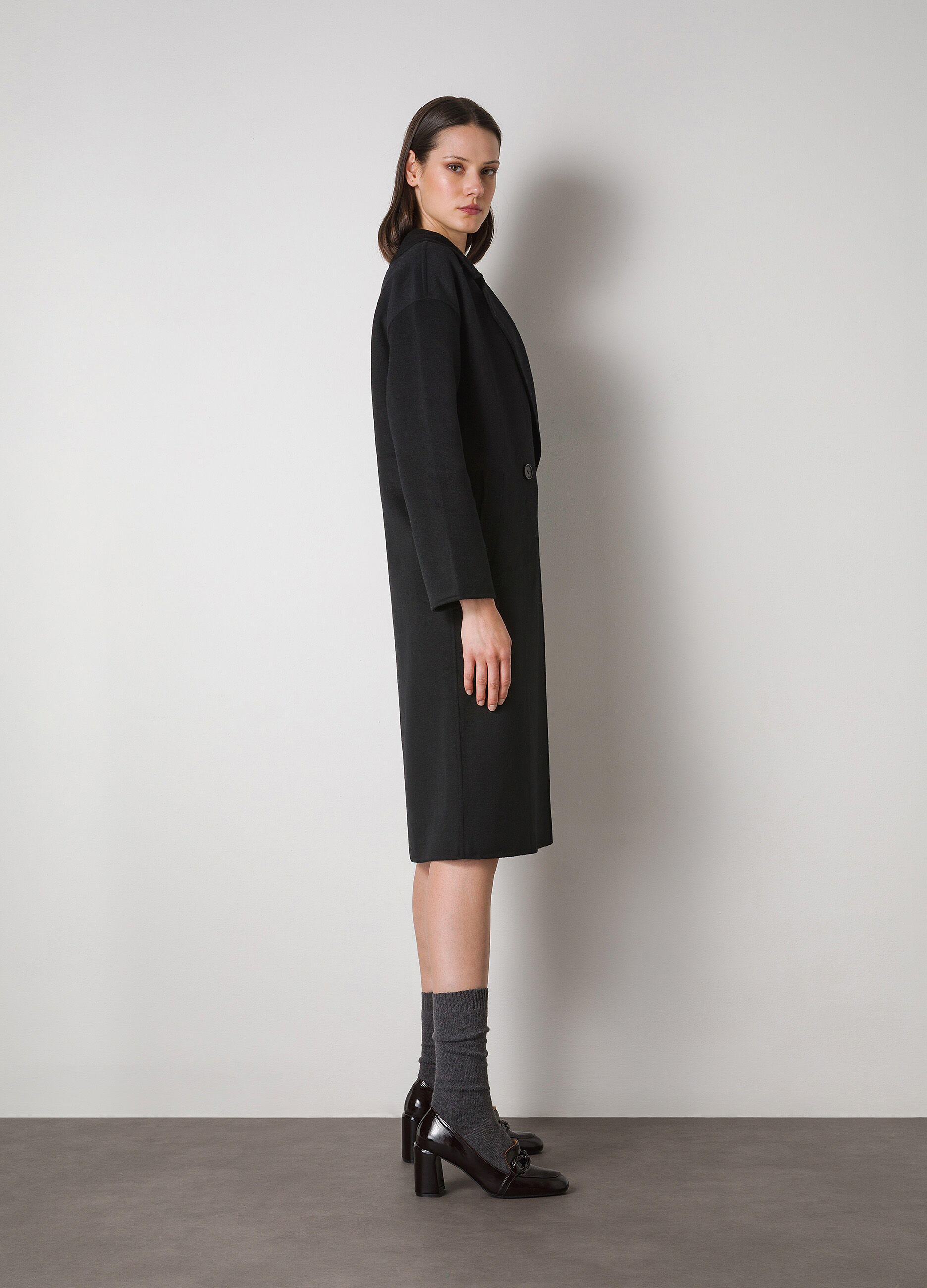 Green wool blend long coat_4