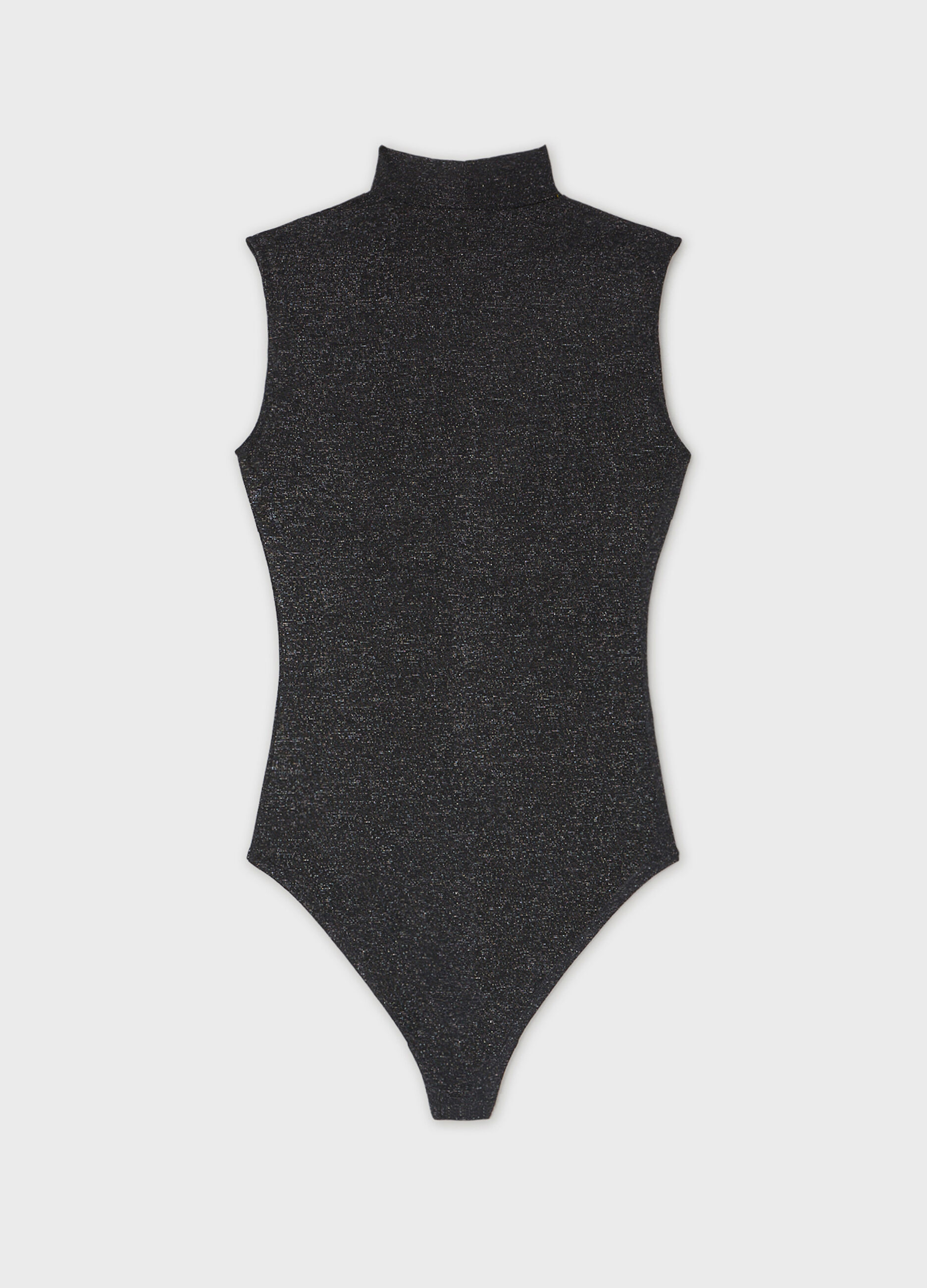 Turtle-neck metallic effect bodysuit