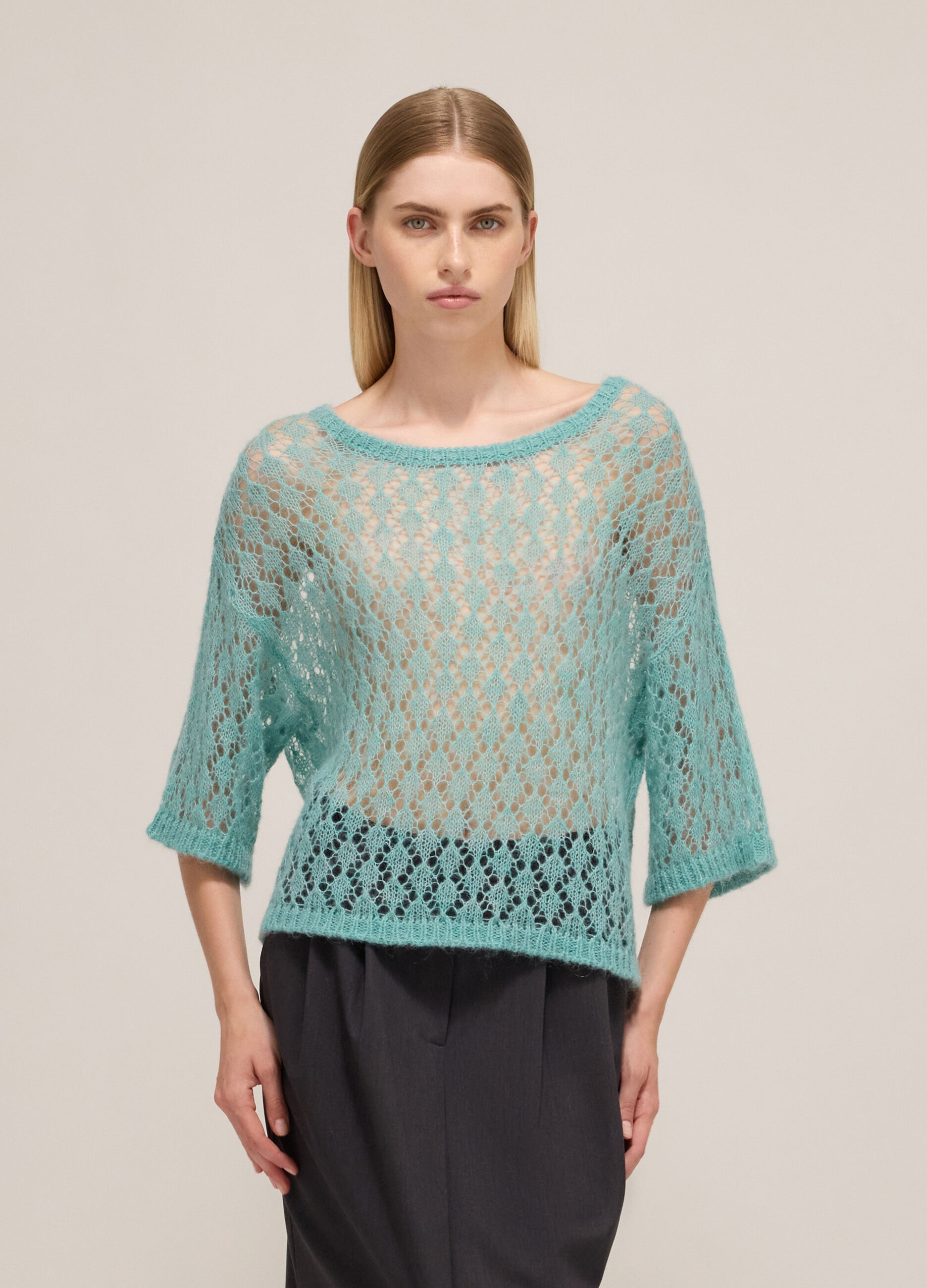 Openwork knit sweater