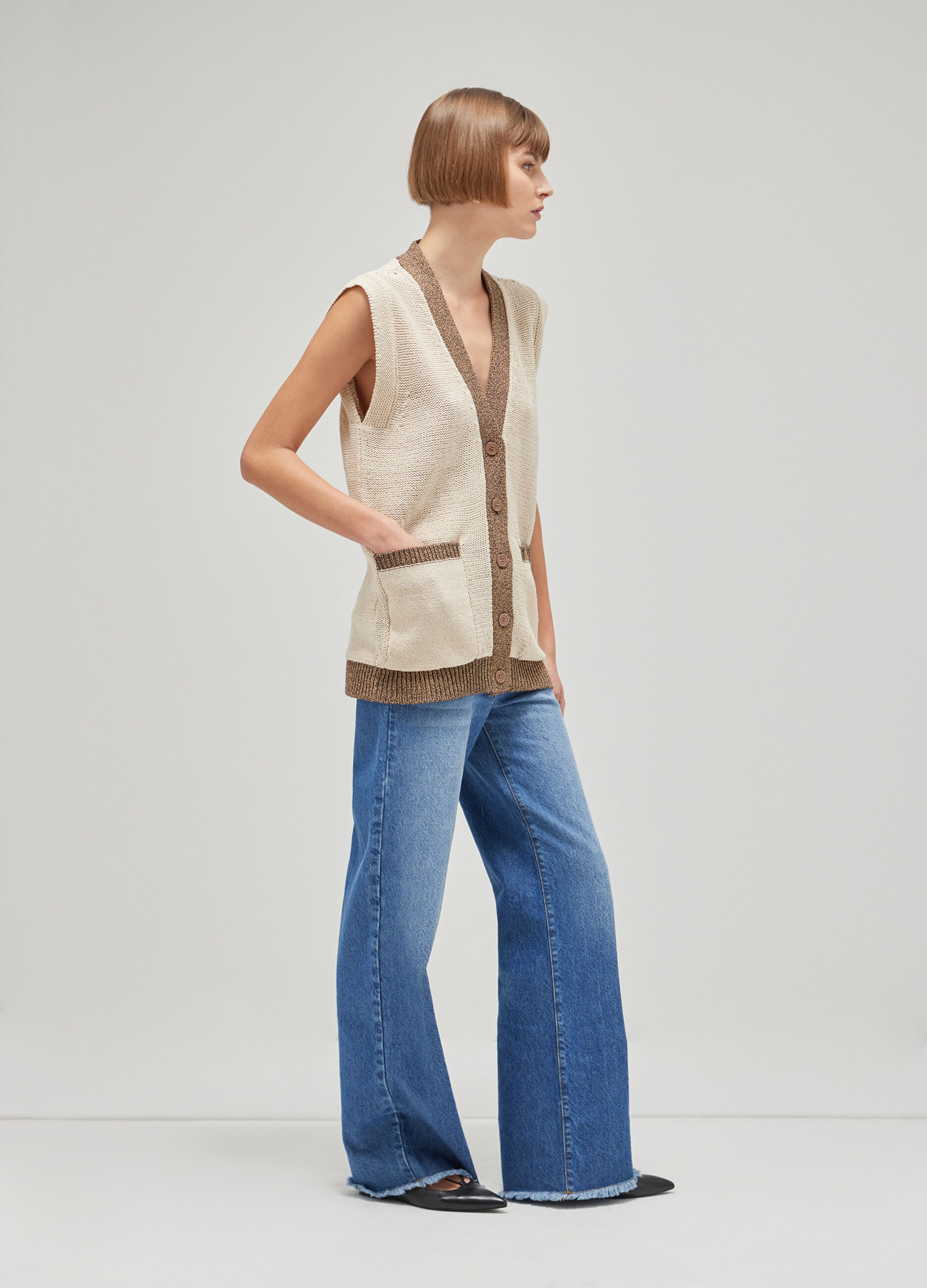 Cotton-blend tricot waistcoat_0
