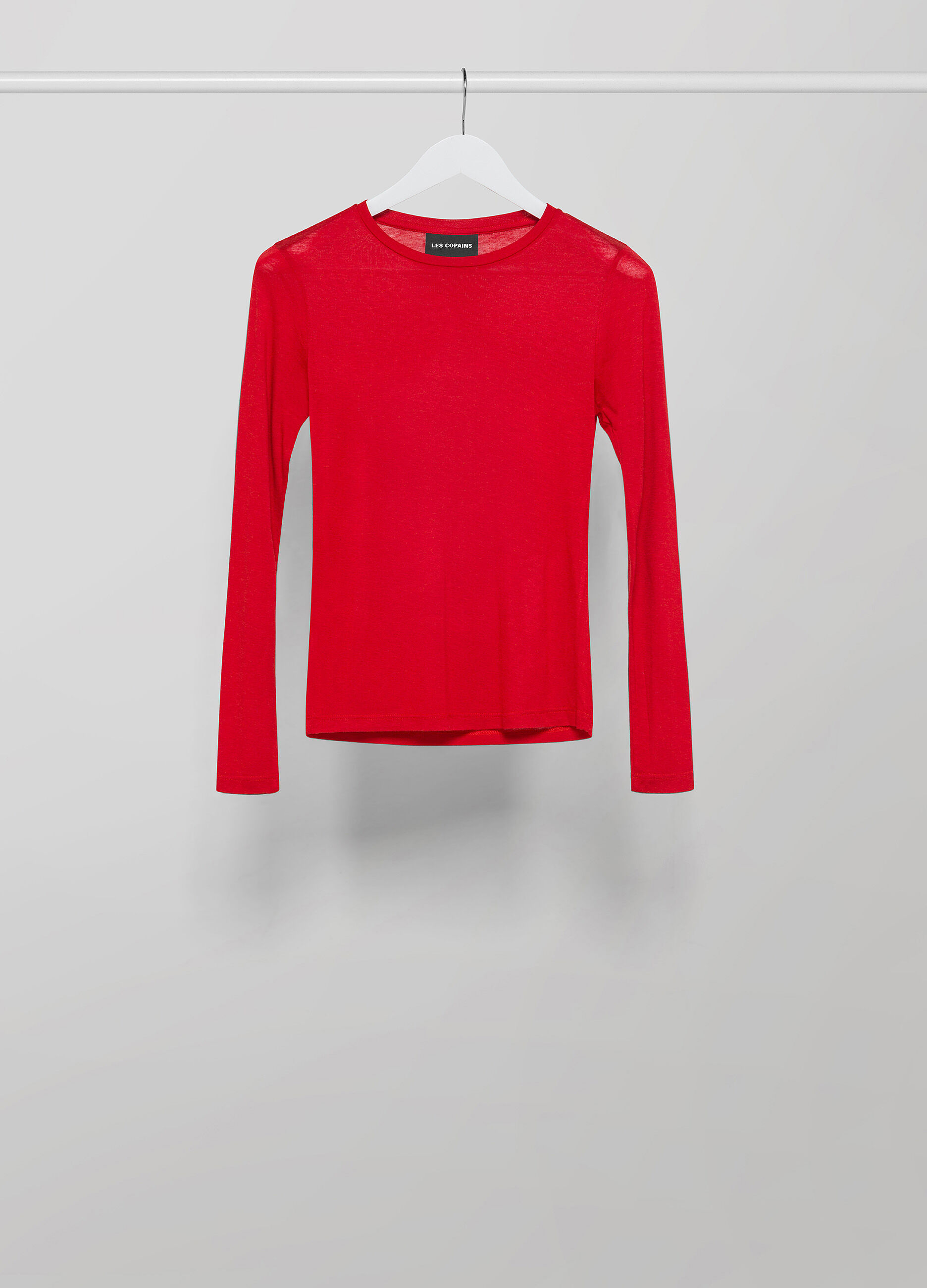 T-shirt à manches longues rouge en laine mélangée_4