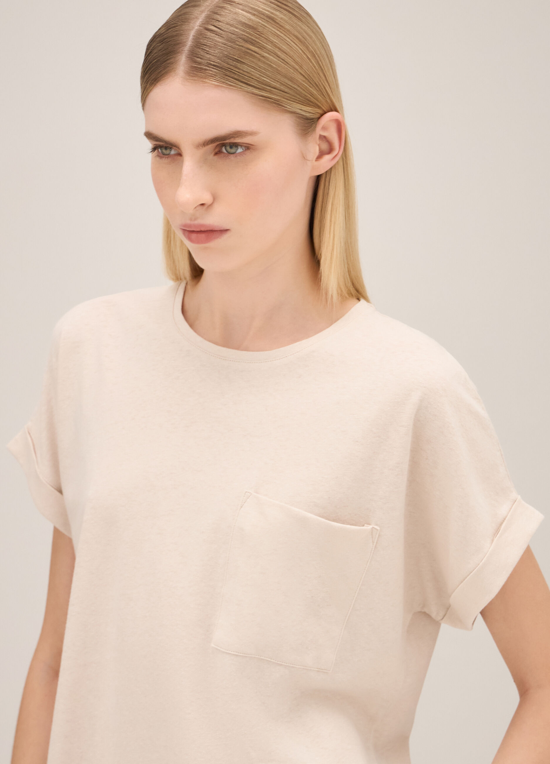 T-shirt in linen and cotton_3