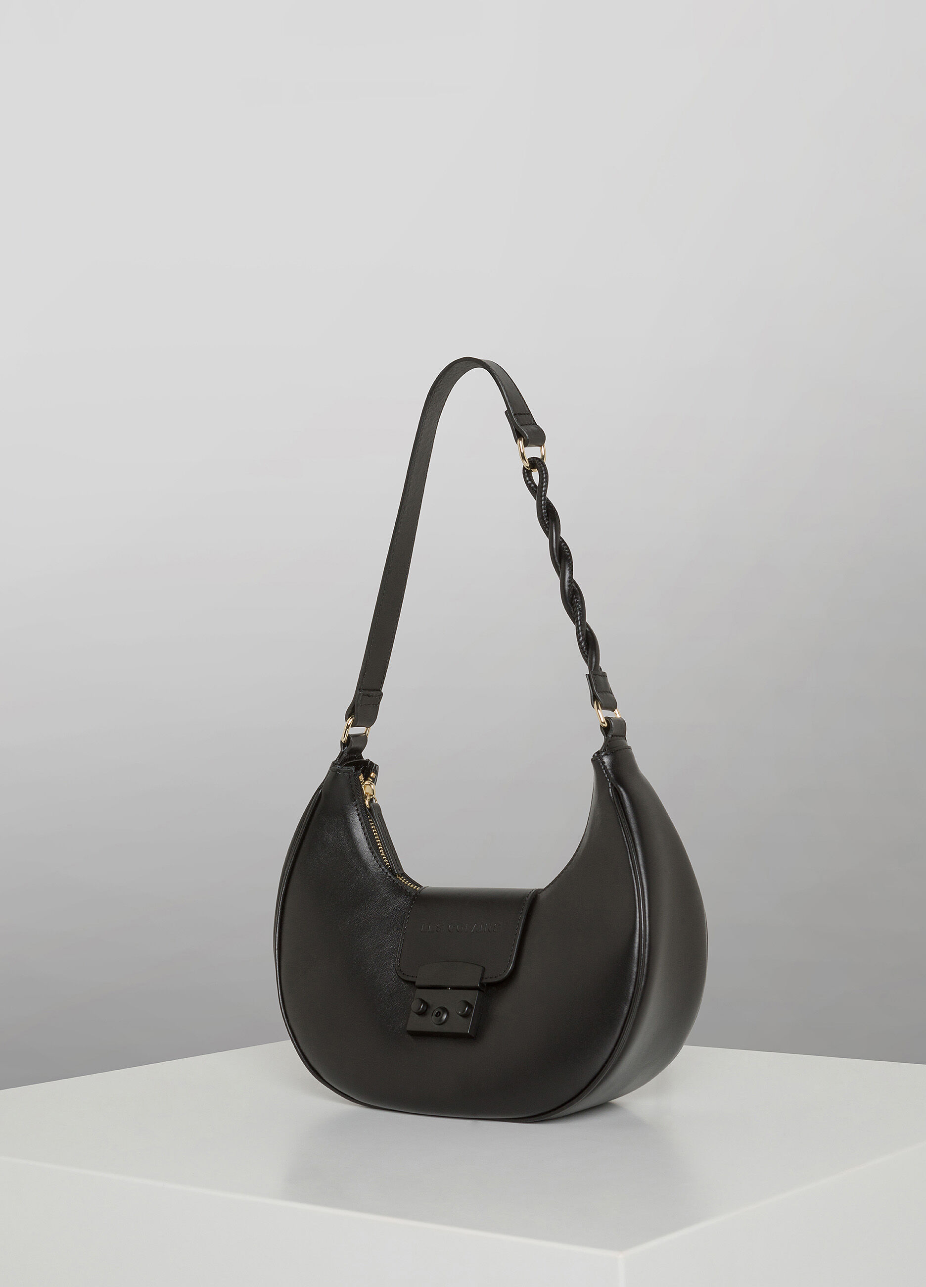 Sac d’épaule hobo noir en cuir véritable _1