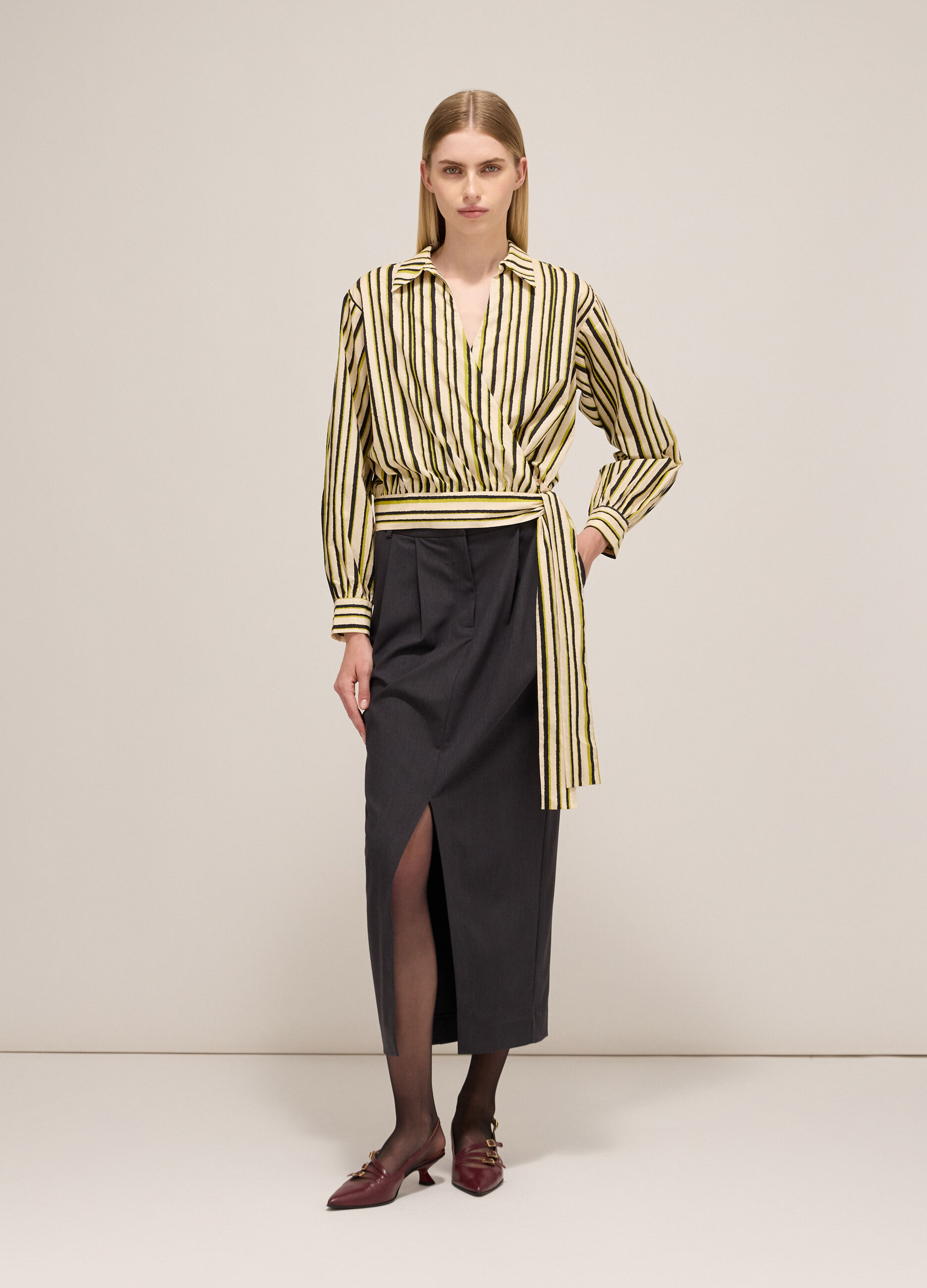 Striped shirt with bow