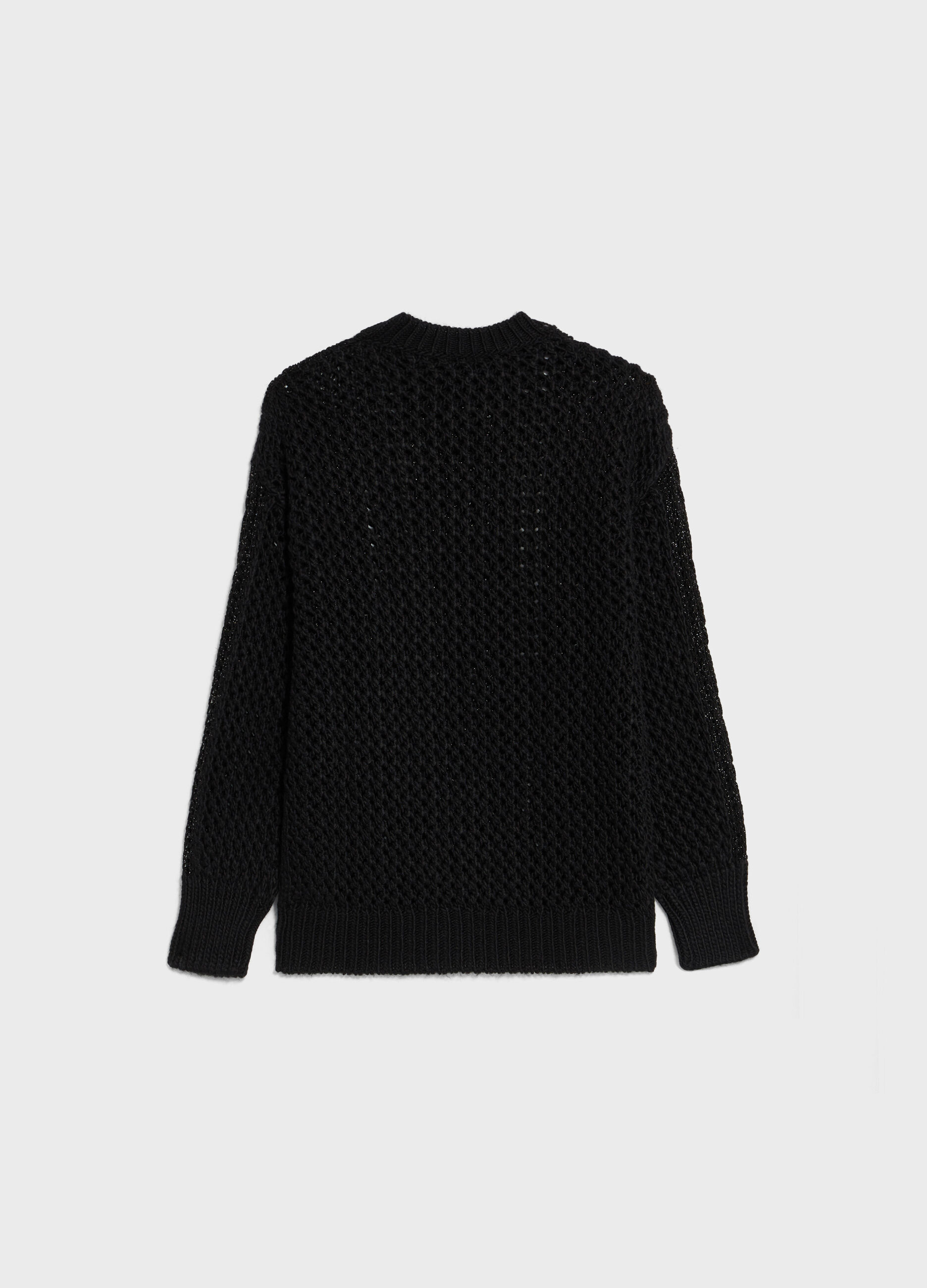 Knitted sweater with round neck and openwork insert_5