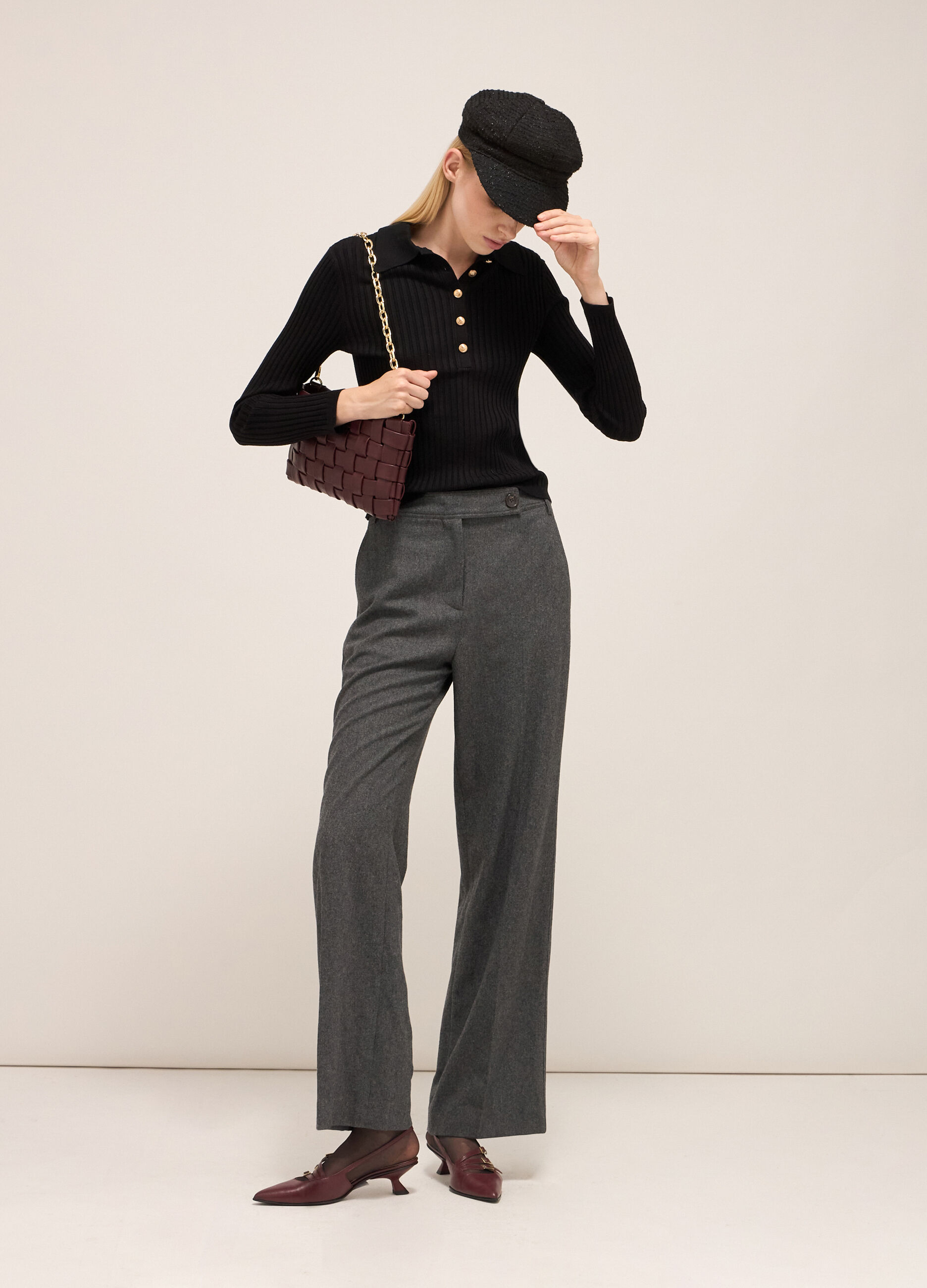 Polo shirt in ribbed viscose