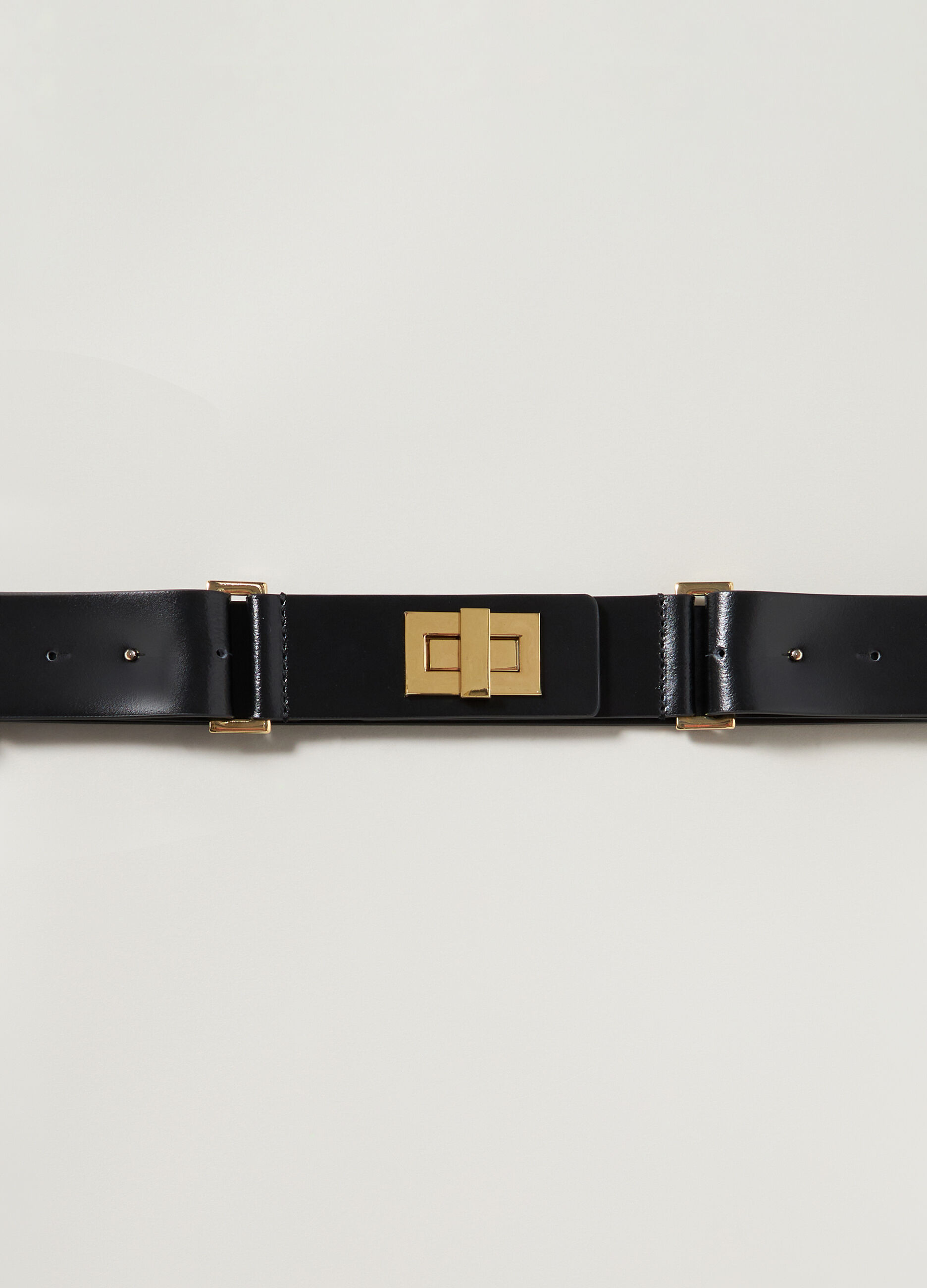 Real leather belt with monogram