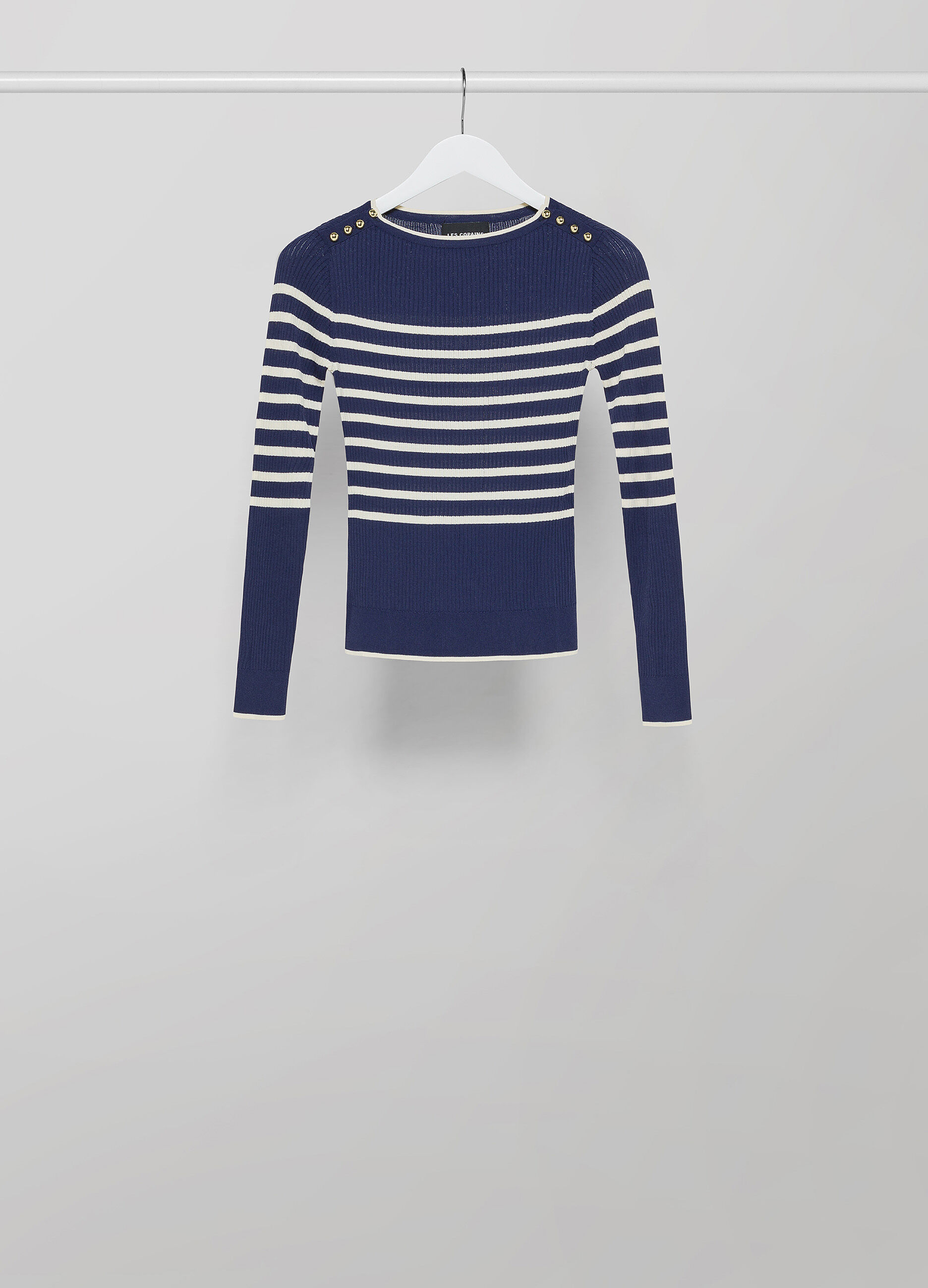 Striped ribbed tricot with buttons