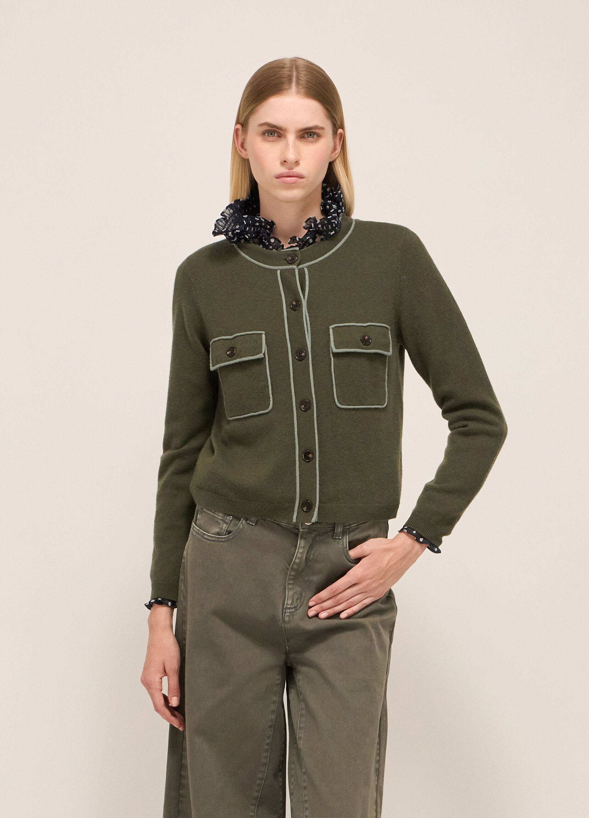 Cardigan tricot in lana e cashmere