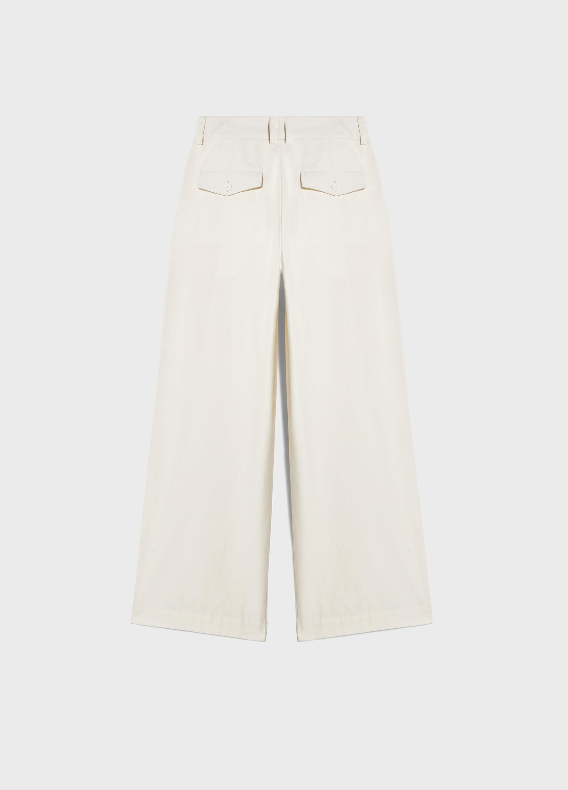 White cotton blend palazzo pants_5