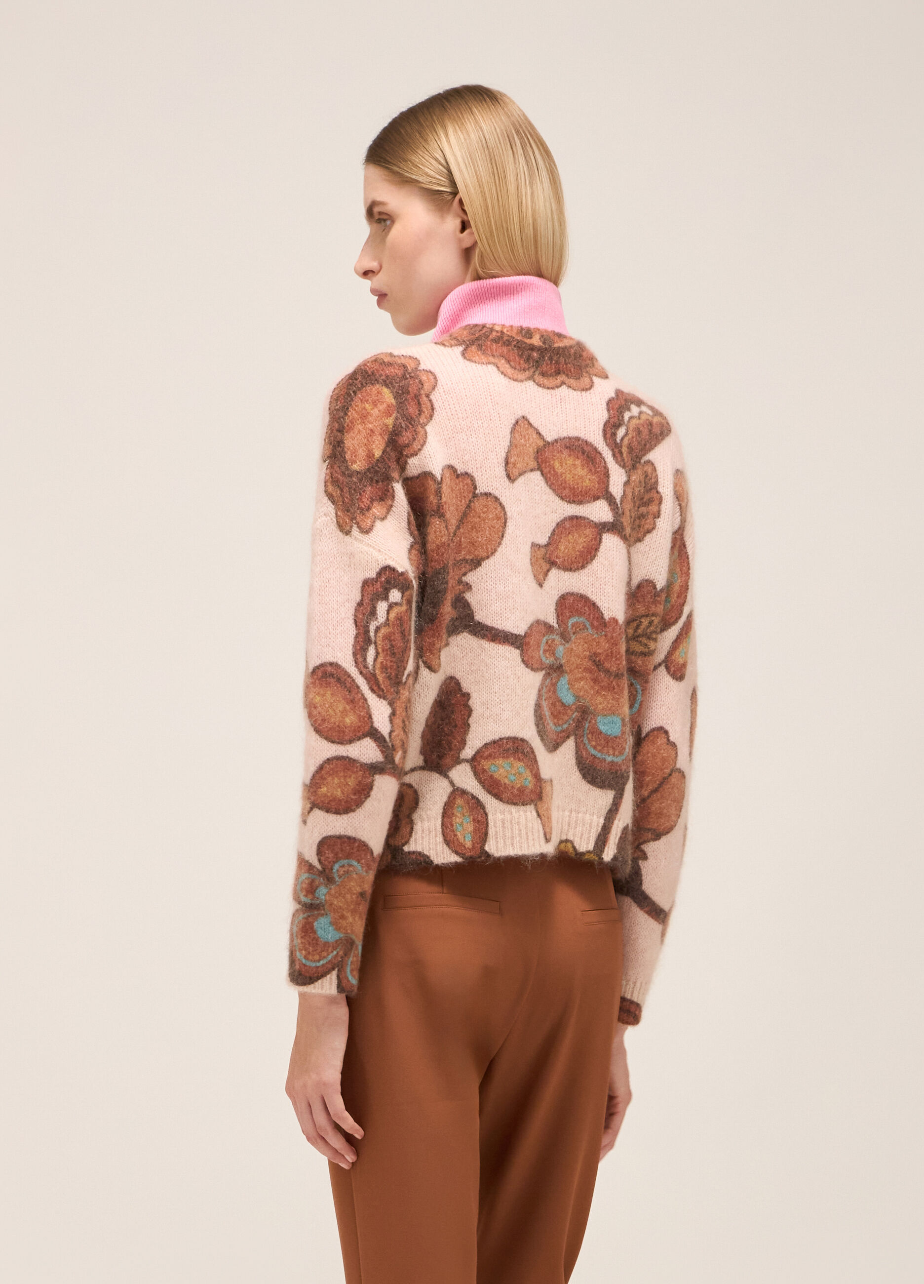 Knitted cardigan with print
