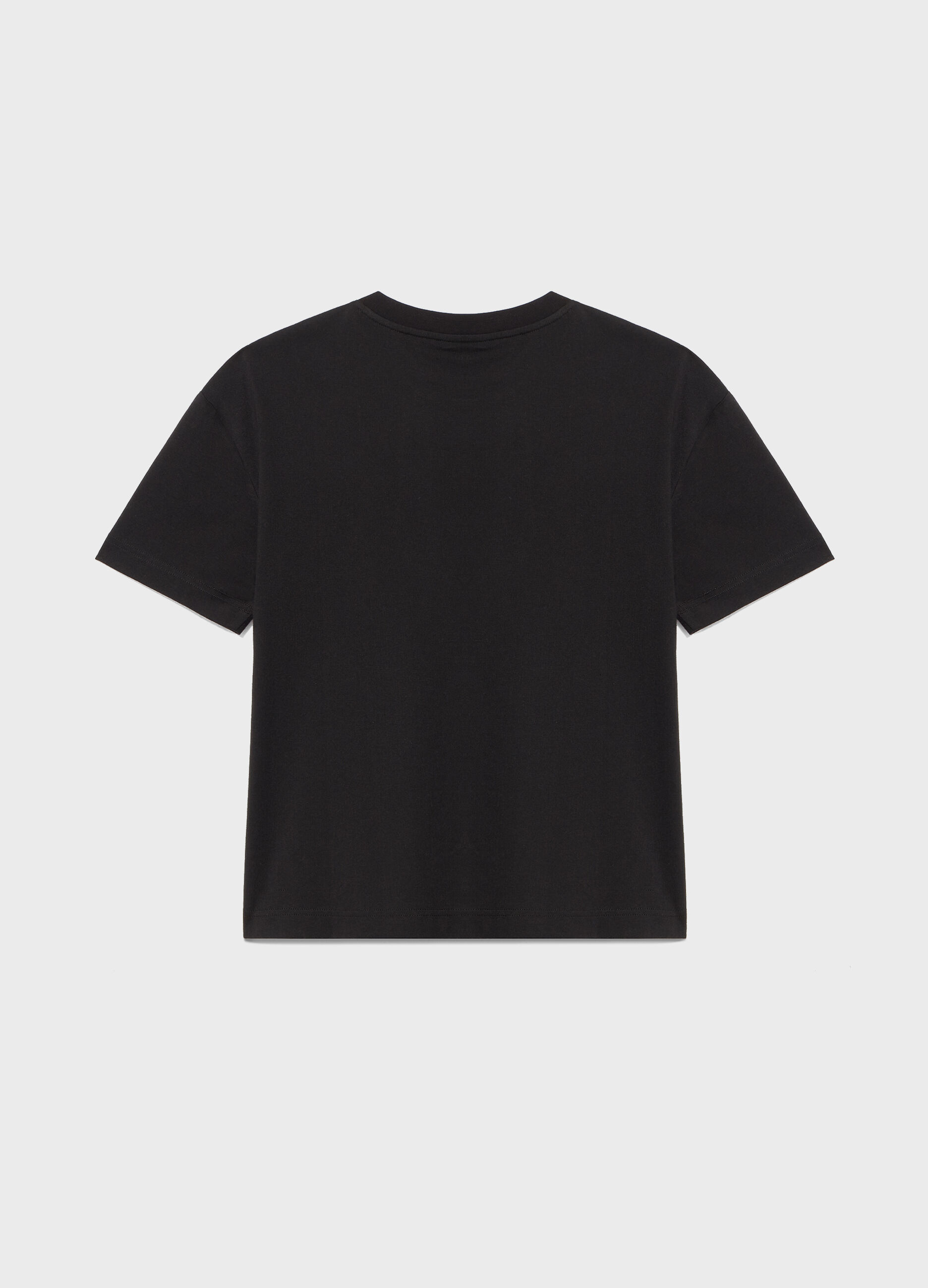 Black pure cotton logo T-shirt_5