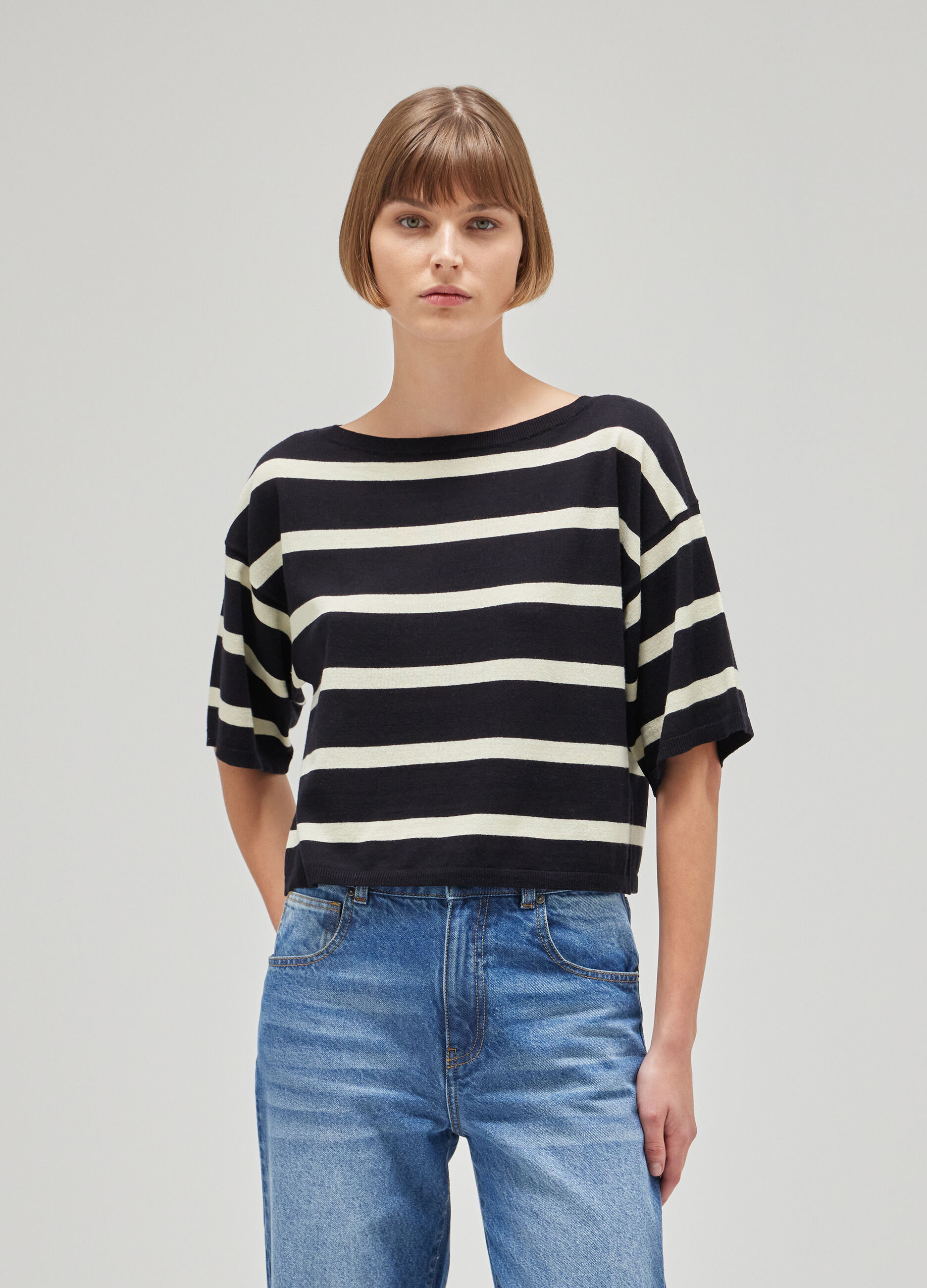 Striped silk and cotton tricot sweater_1