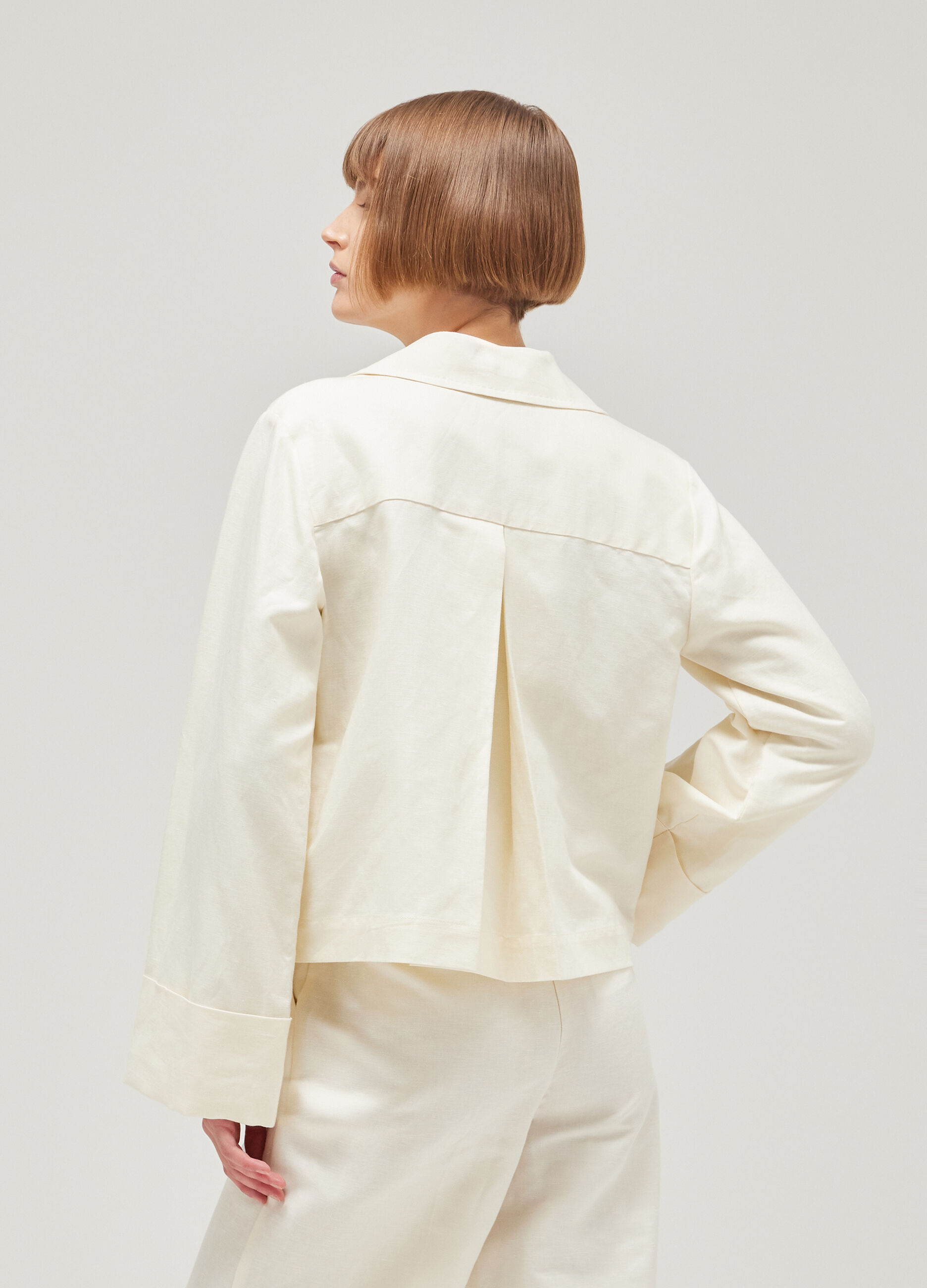 Linen and cotton blend short trench coat_2