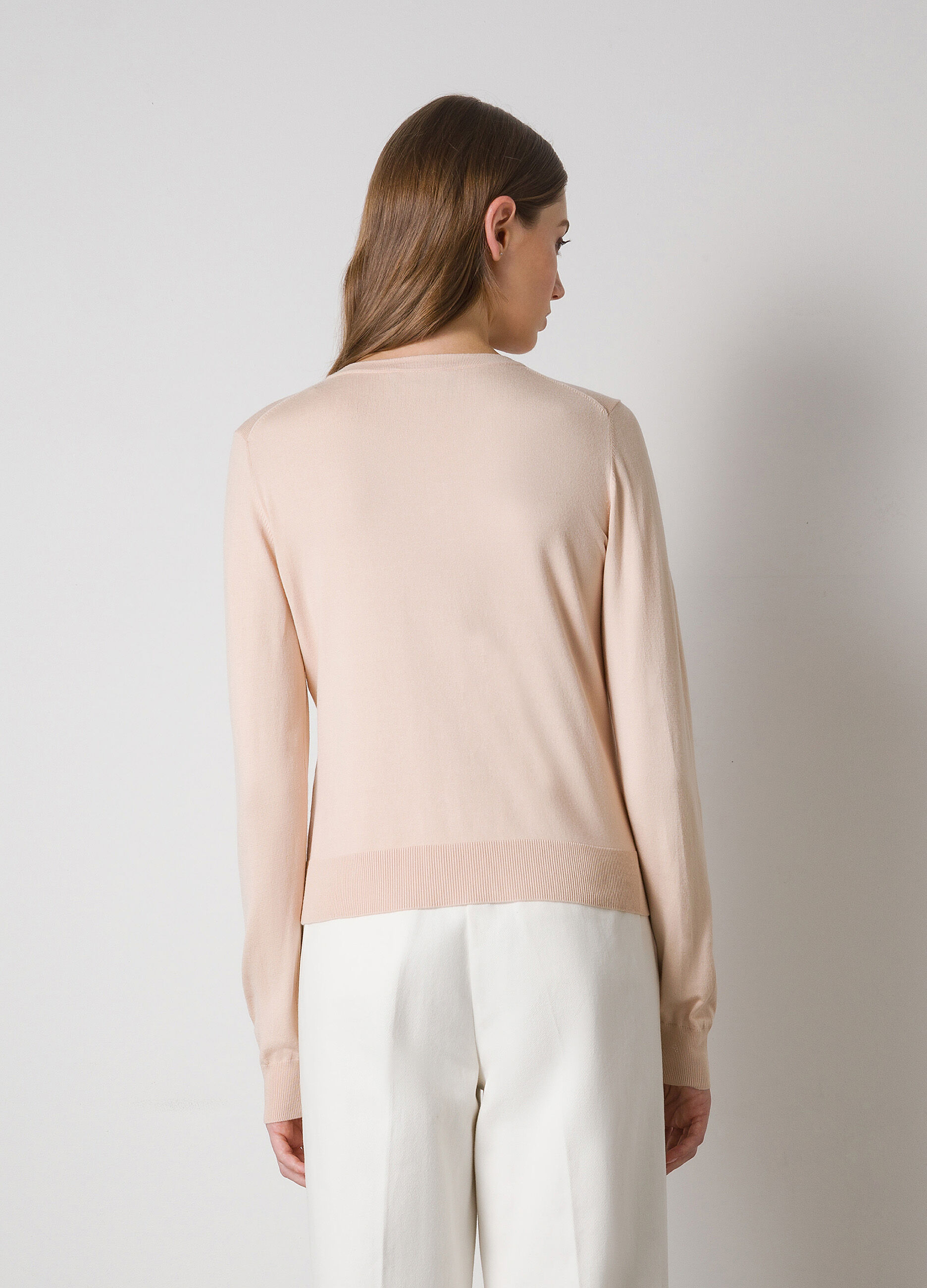 Round-neck tricot cardigan