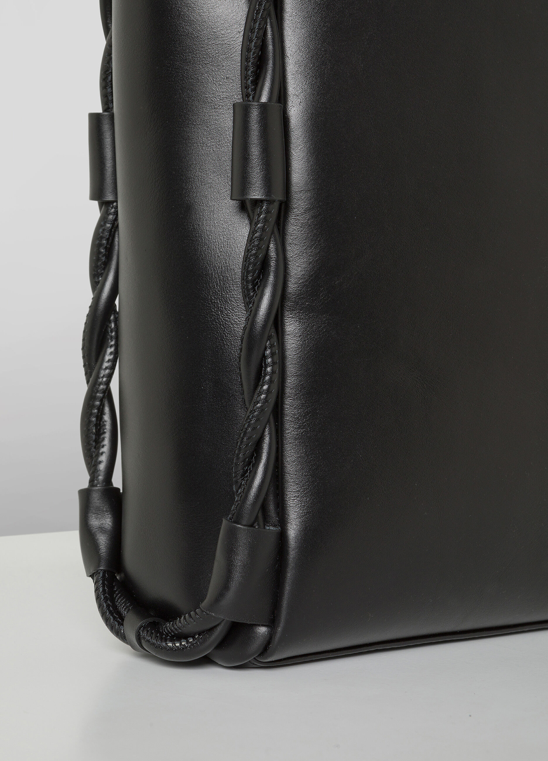 Black genuine leather tote bag_2