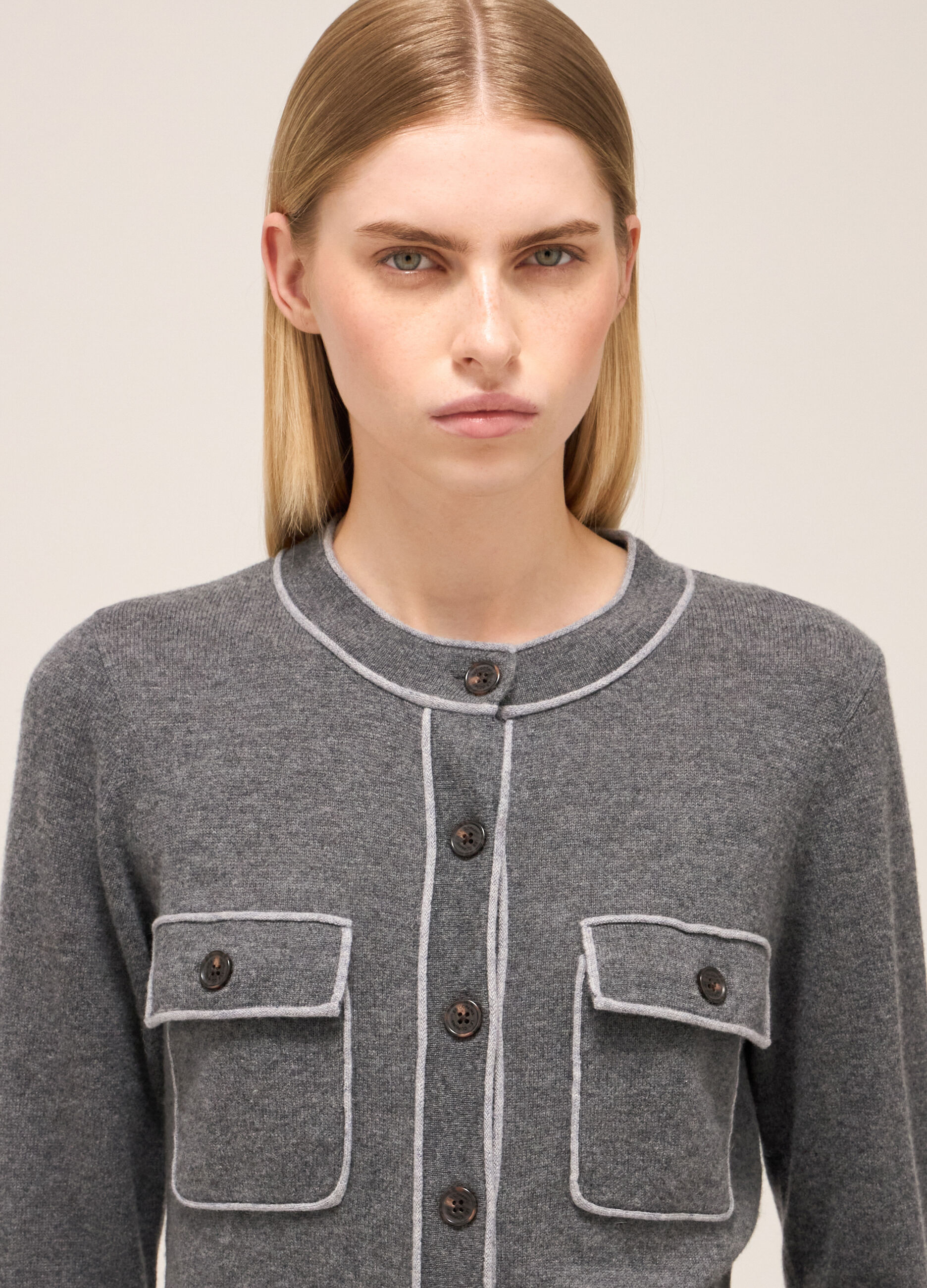 Knitted cardigan in wool and cashmere
