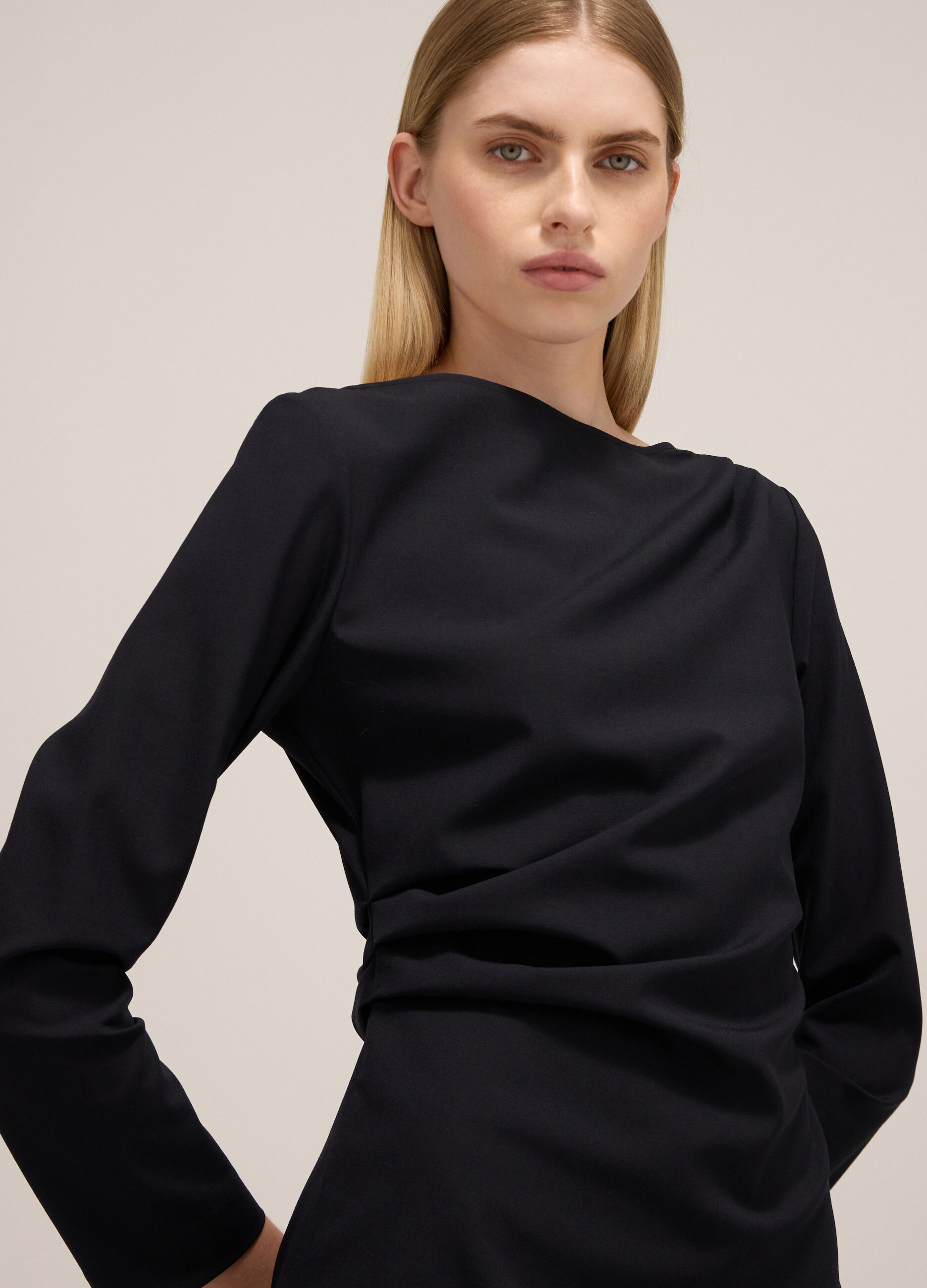 Midi dress with draping