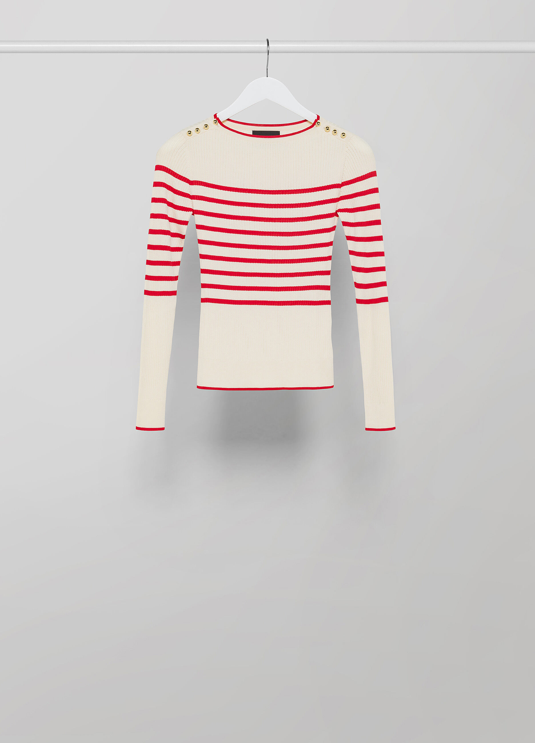 Striped ribbed tricot with buttons