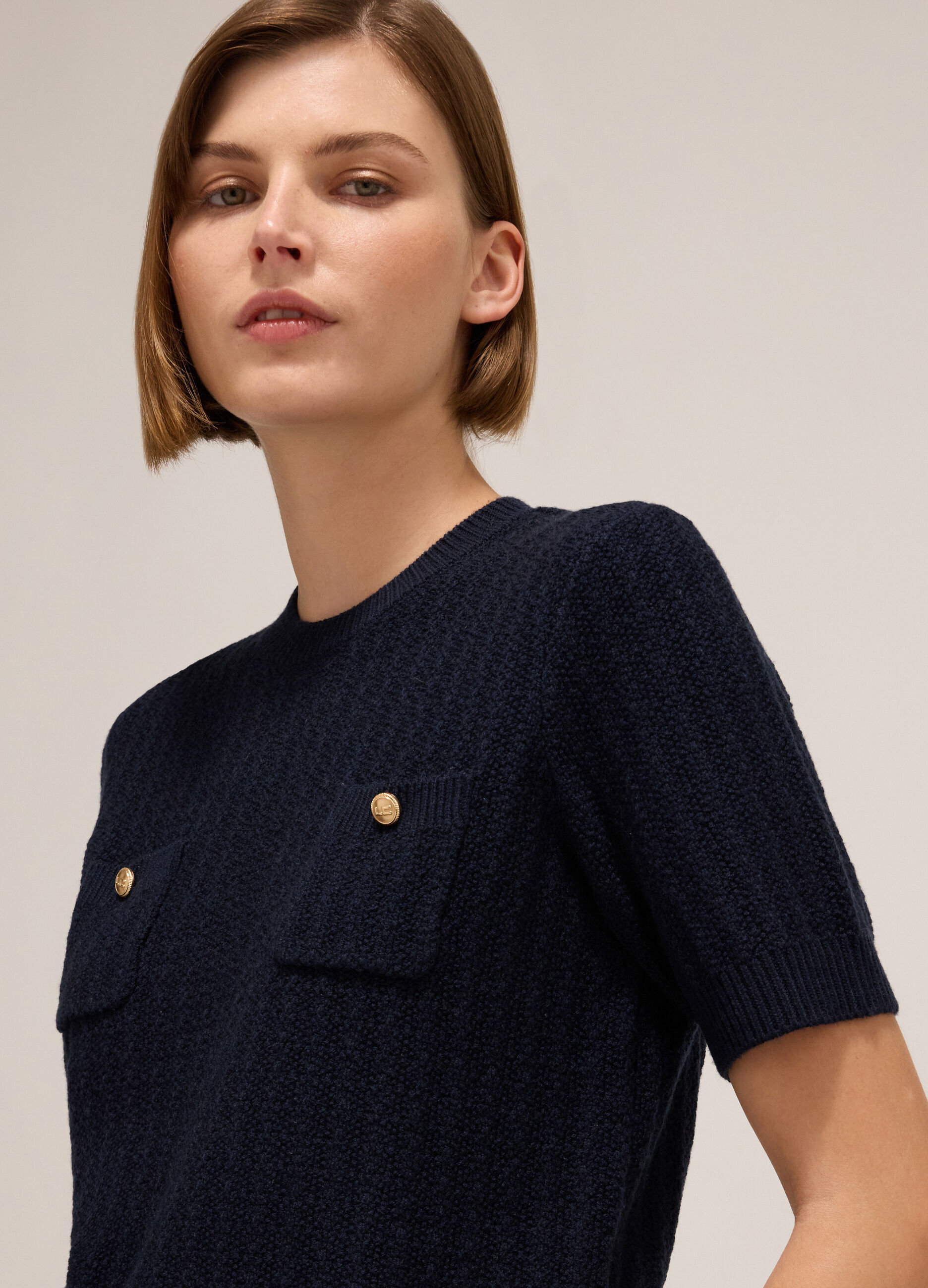 Bouclé-effect knitted top