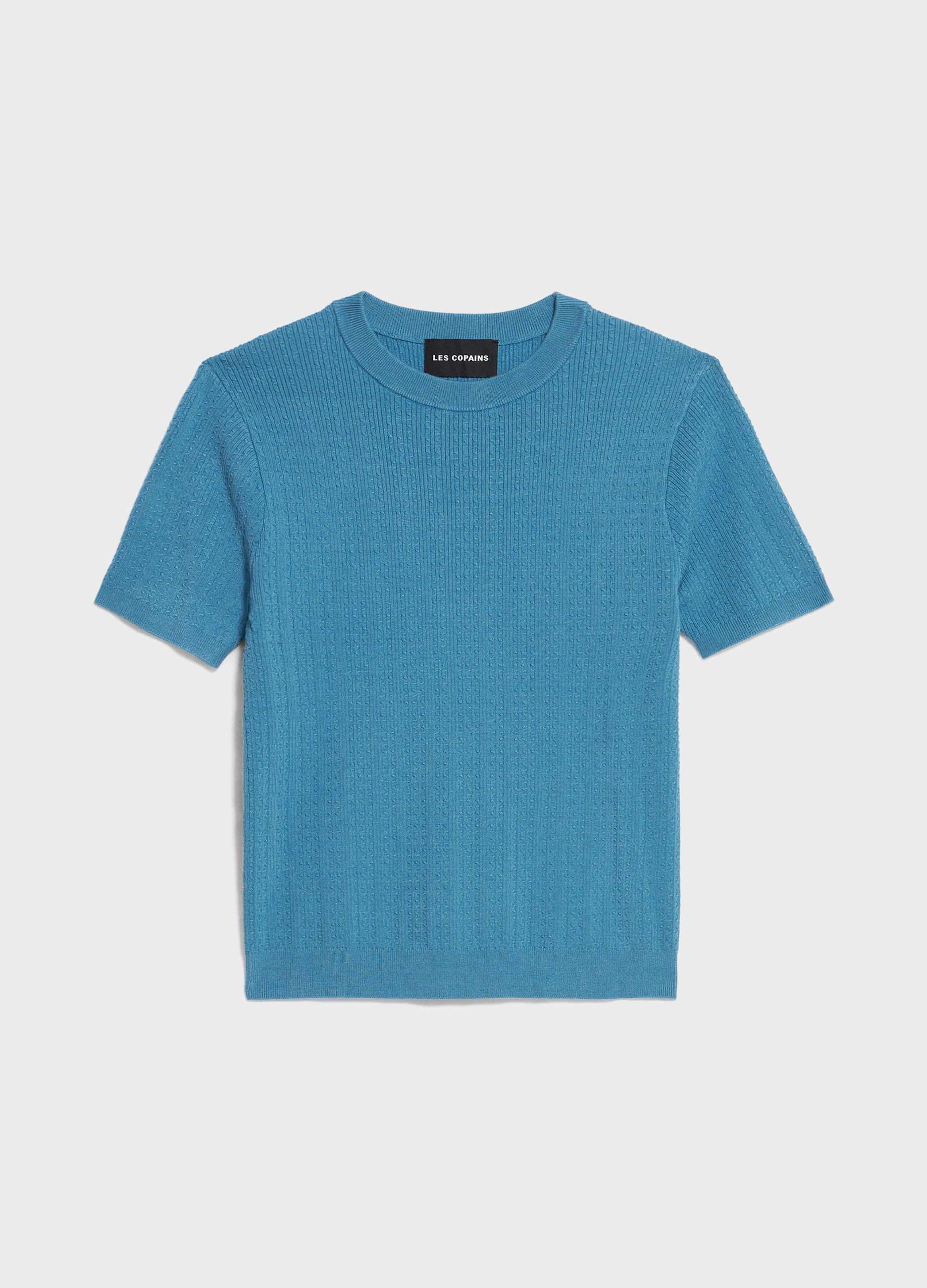 Knitted top with short sleeves