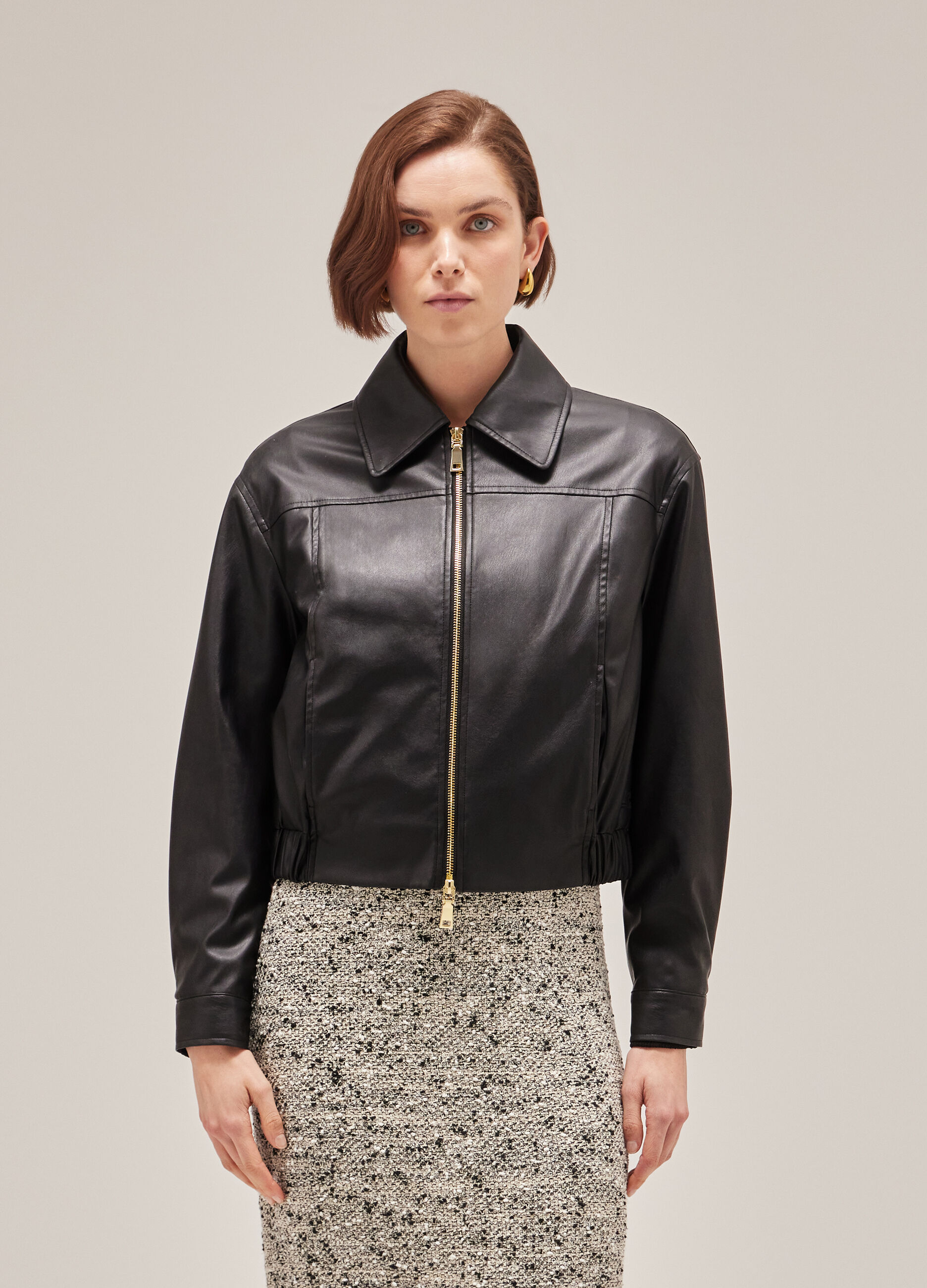 Cropped bomber jacket in eco-leather_1