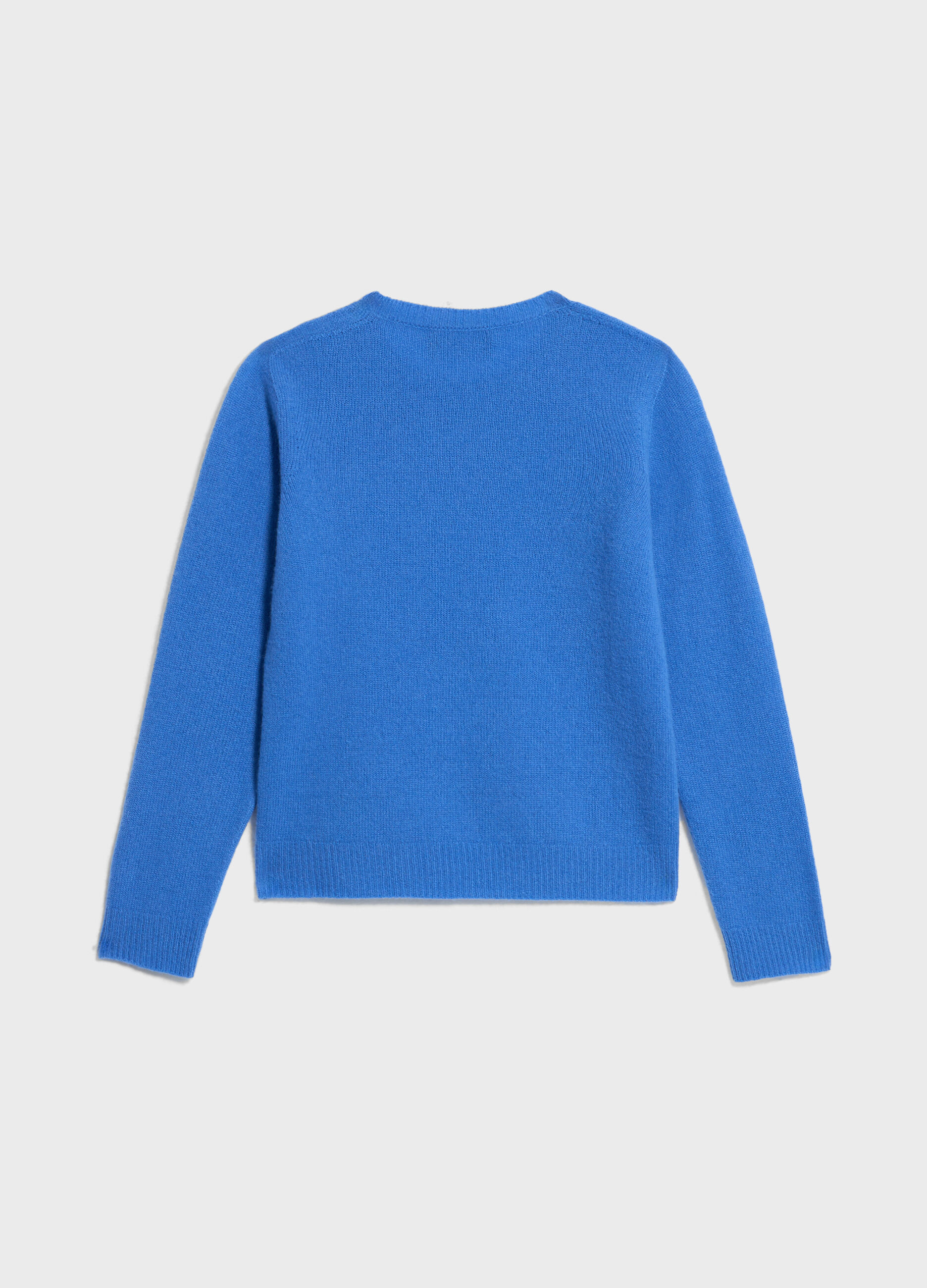 Knitted sweater with round neck in cashmere and merino wool