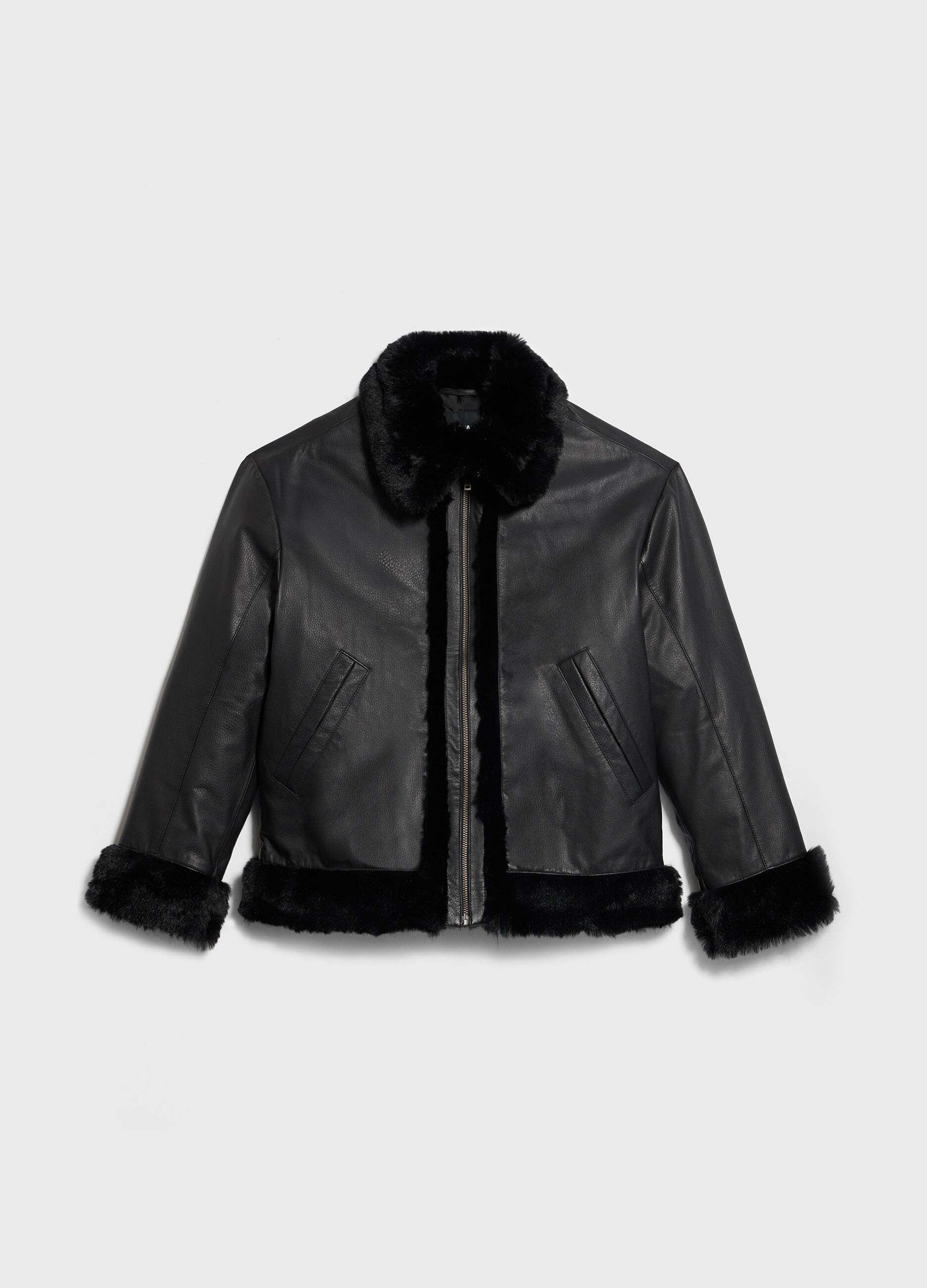 Jacket in shearling-effect leather