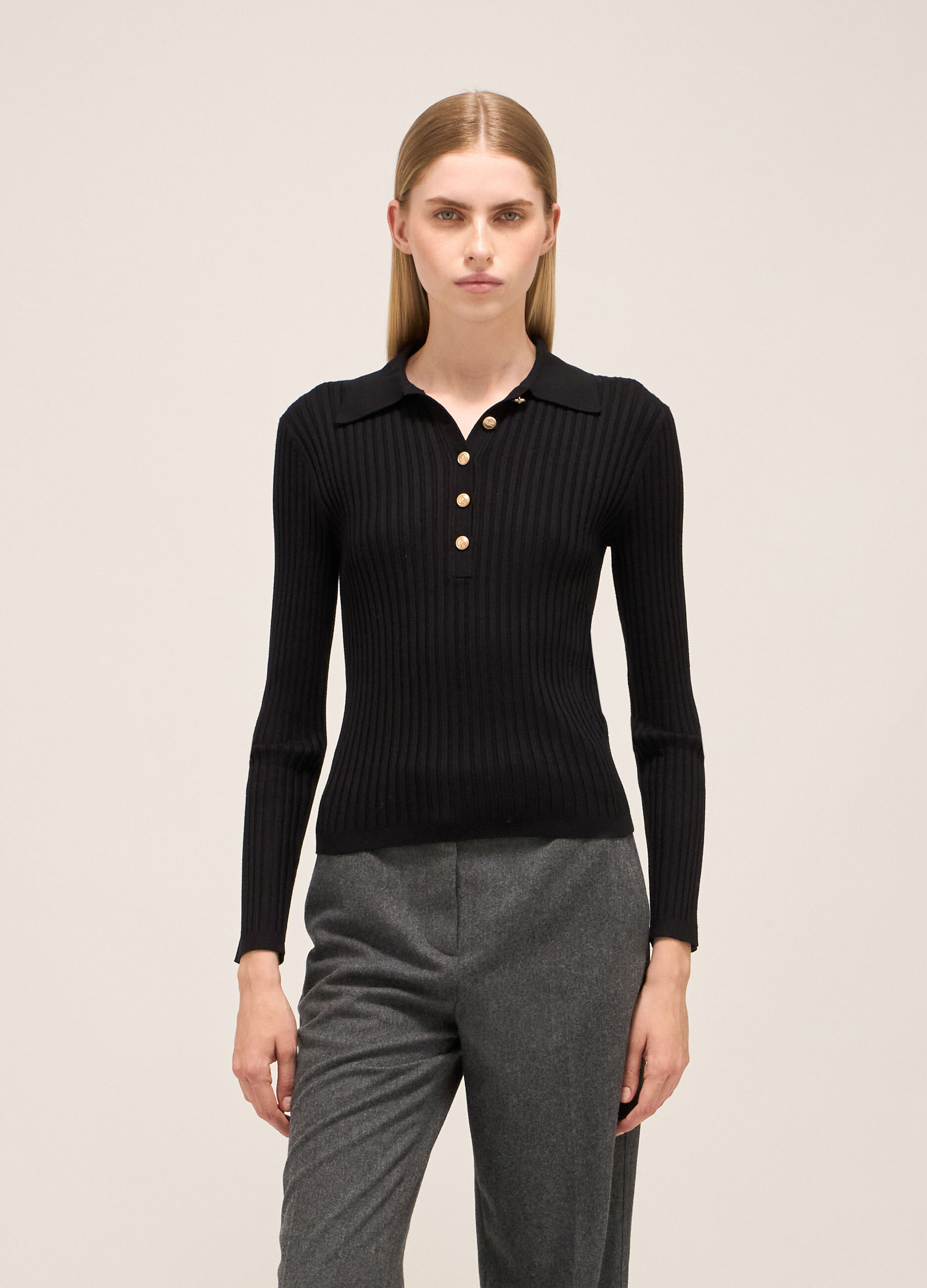 Polo shirt in ribbed viscose