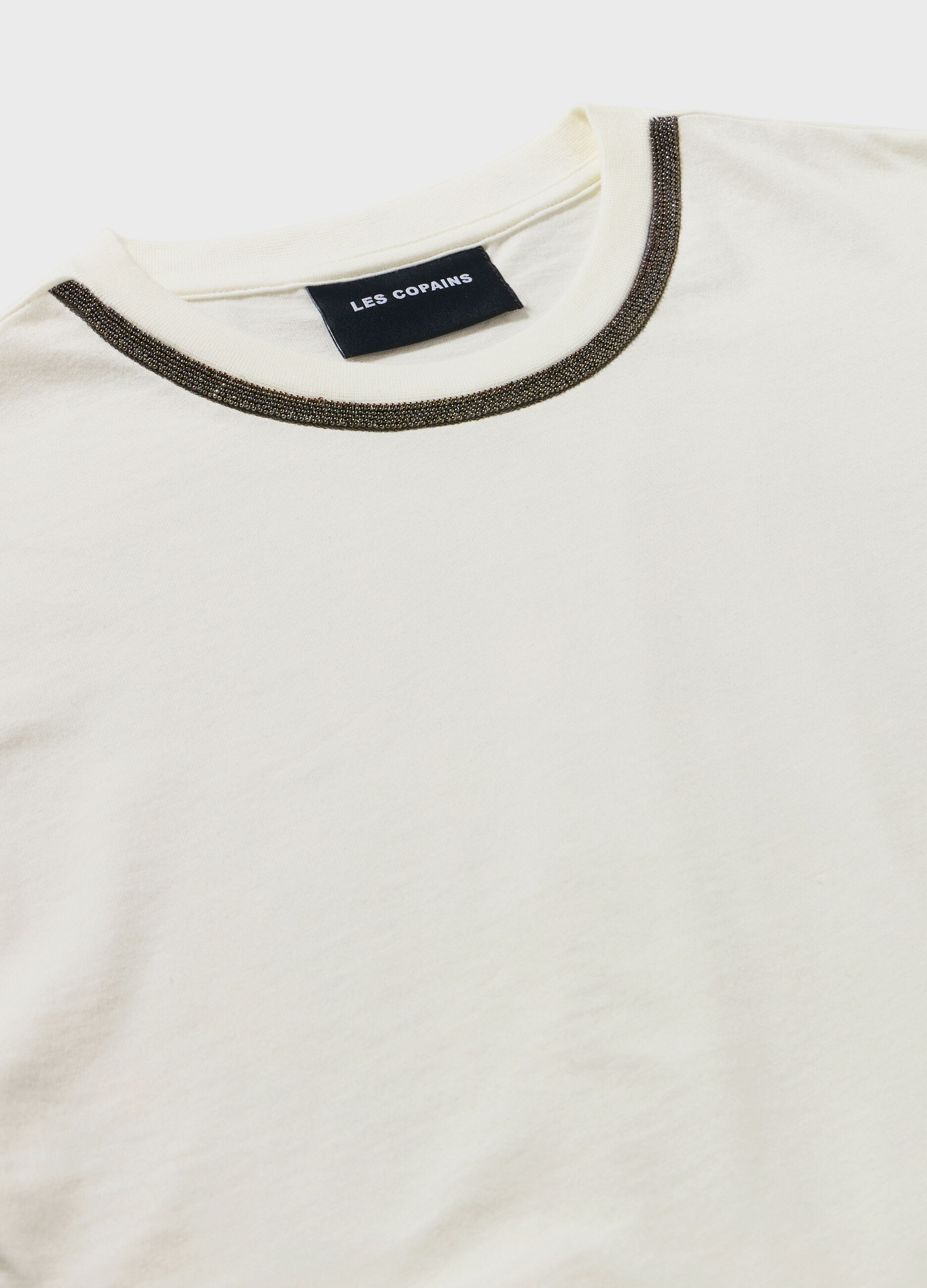 T-shirt in cotone con perline applicate