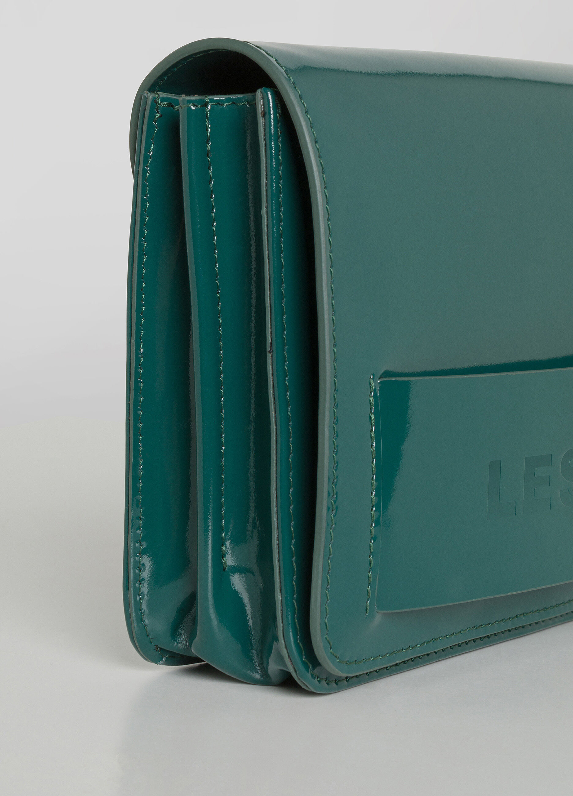 Green genuine leather handbag_3