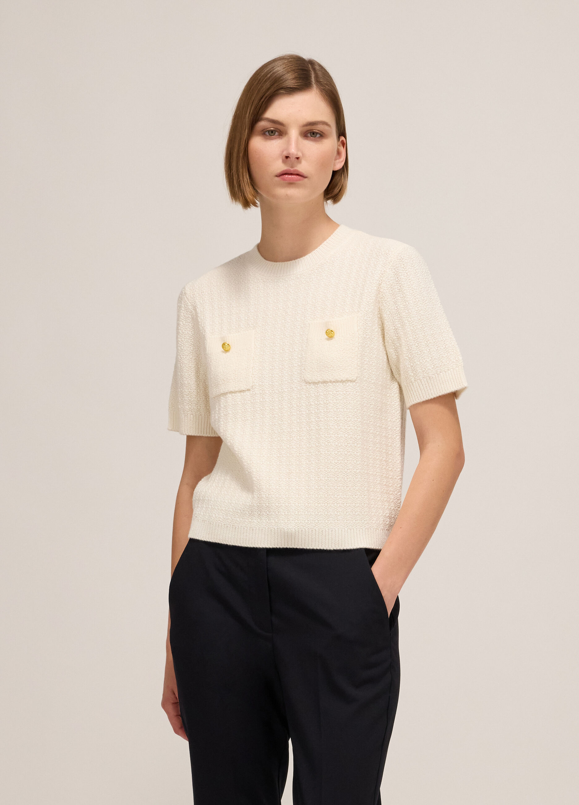Bouclé-effect knitted top