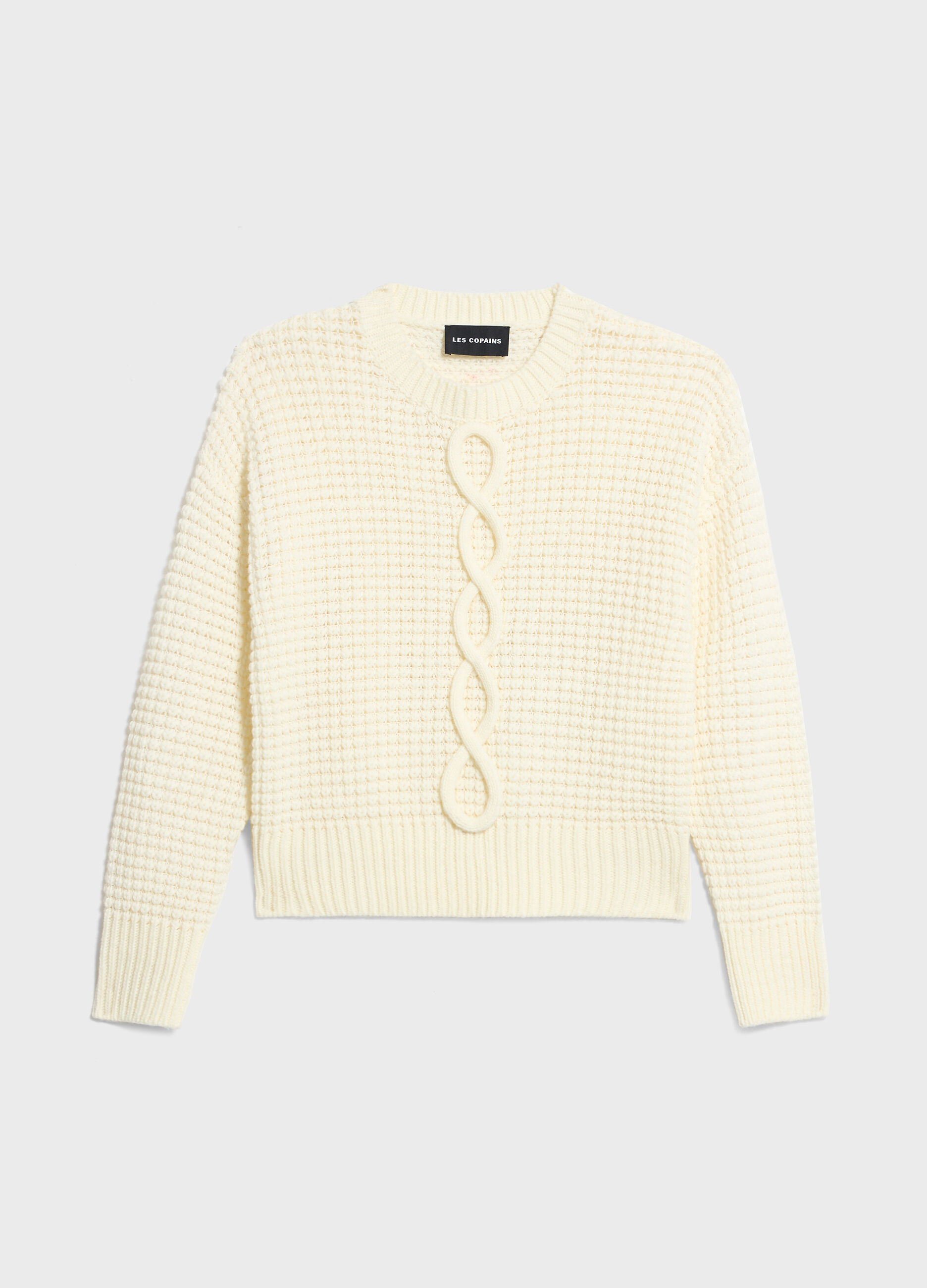 Knitted sweater with round neck in alpaca and wool blend