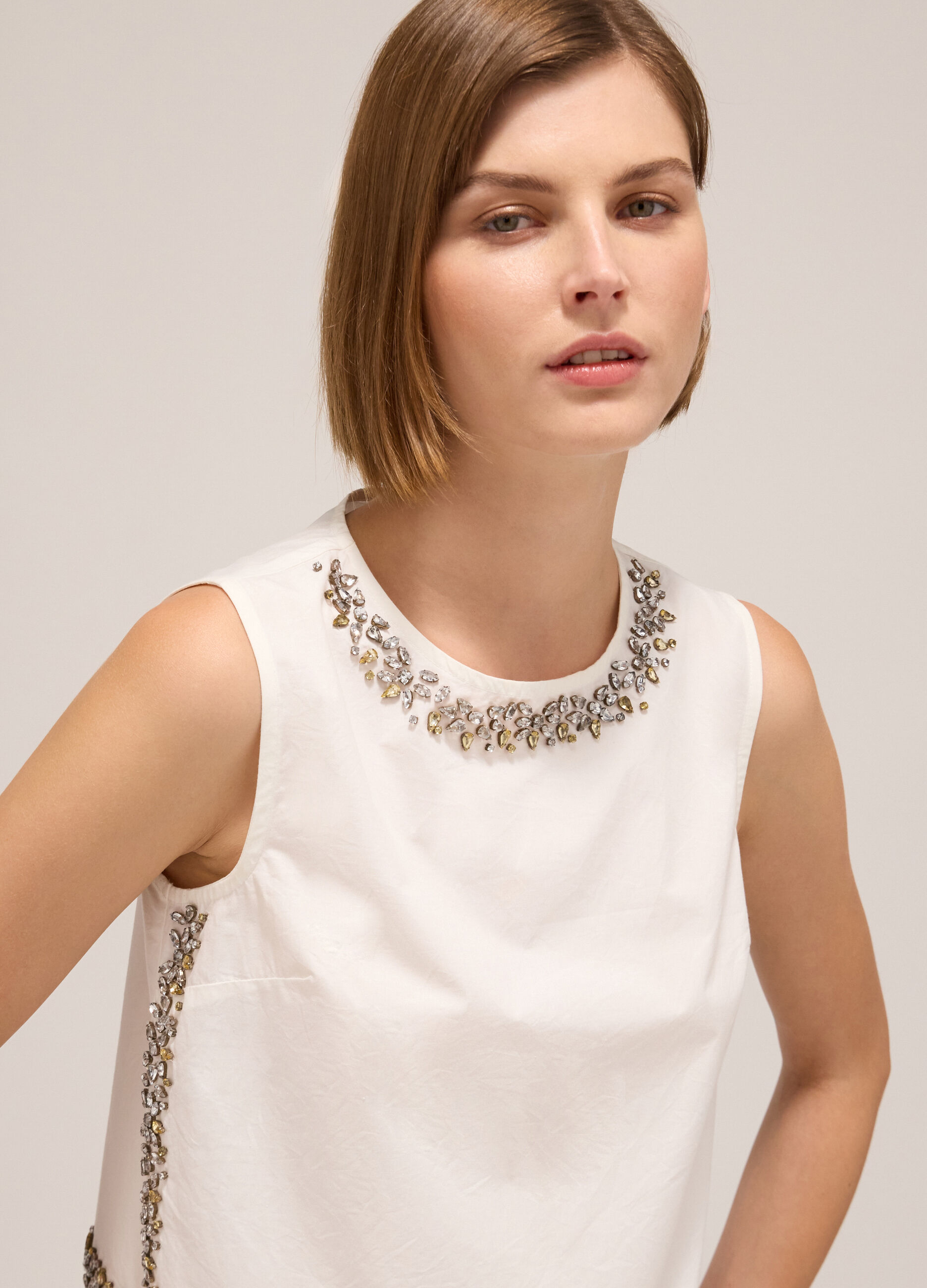 Cropped blouse with diamantés