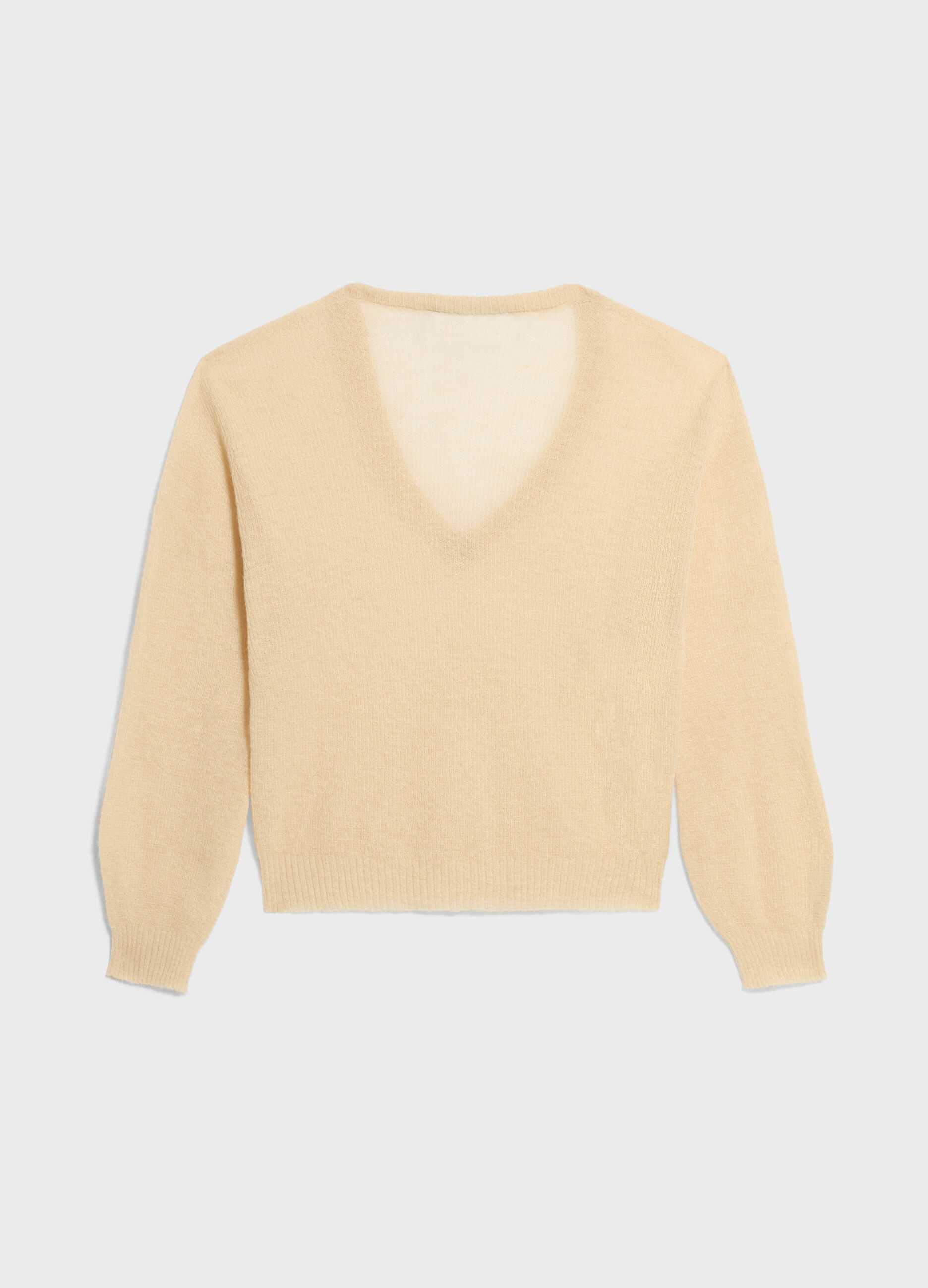 Knitted sweater with V neck