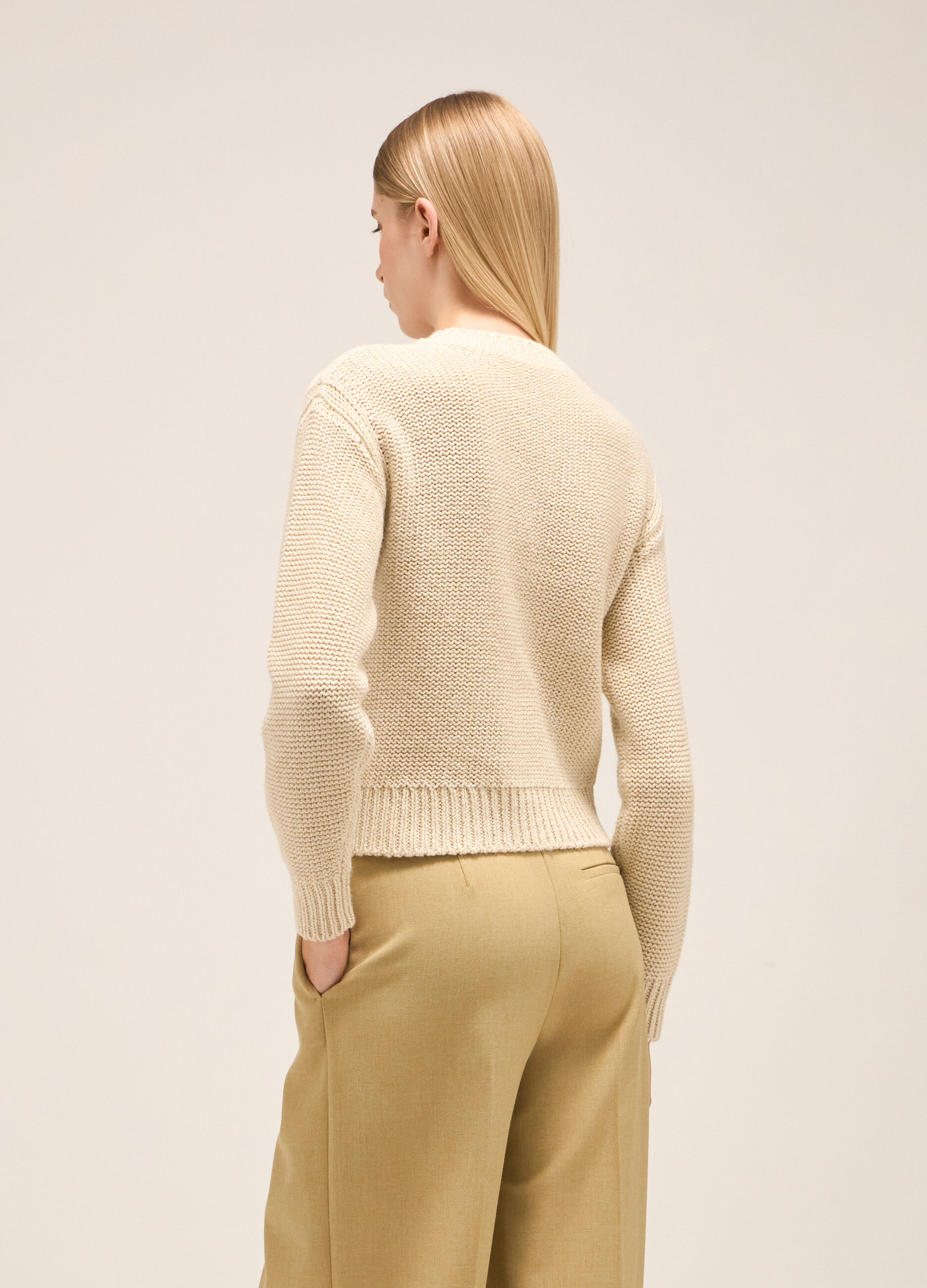Crew-neck sweater in wool and alpaca blend