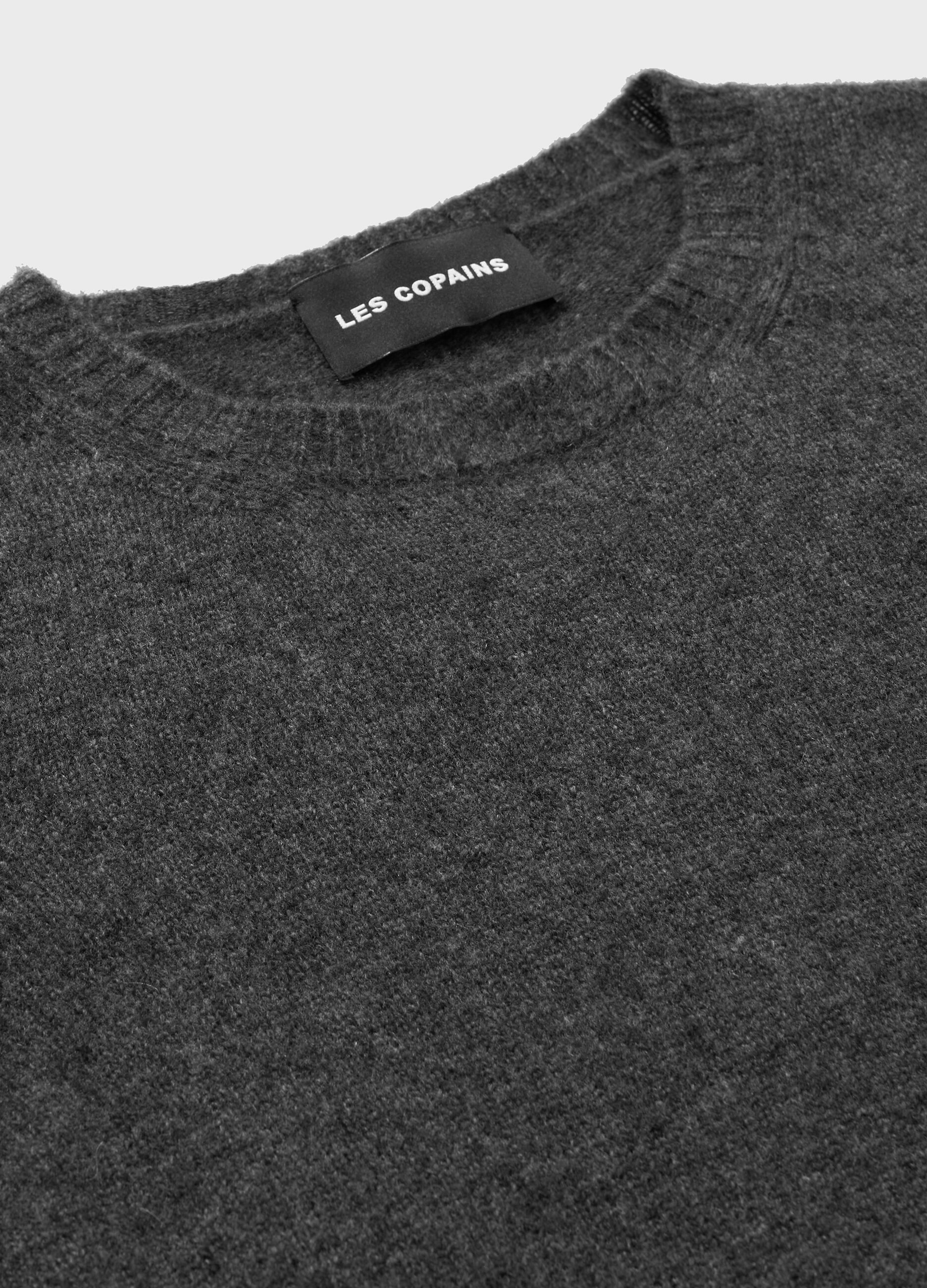 Crew-neck cardigan in merino wool and cashmere