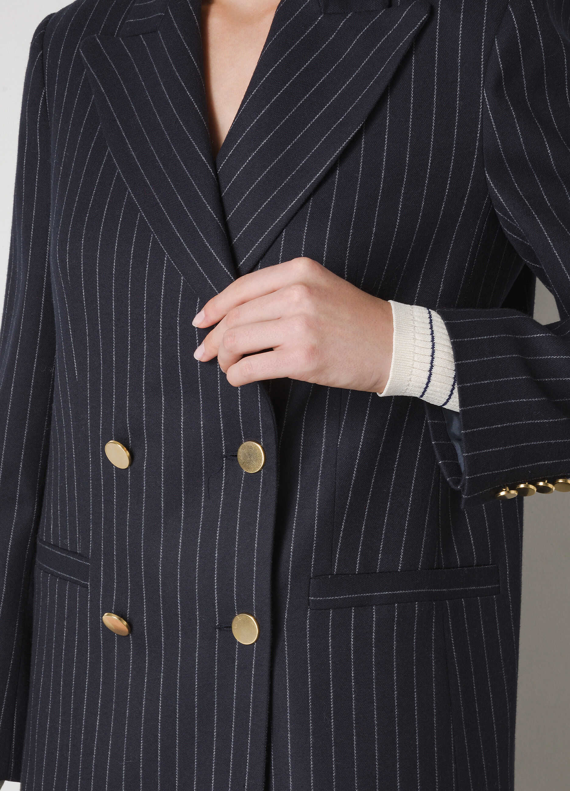 Double-breasted pinstripe blazer