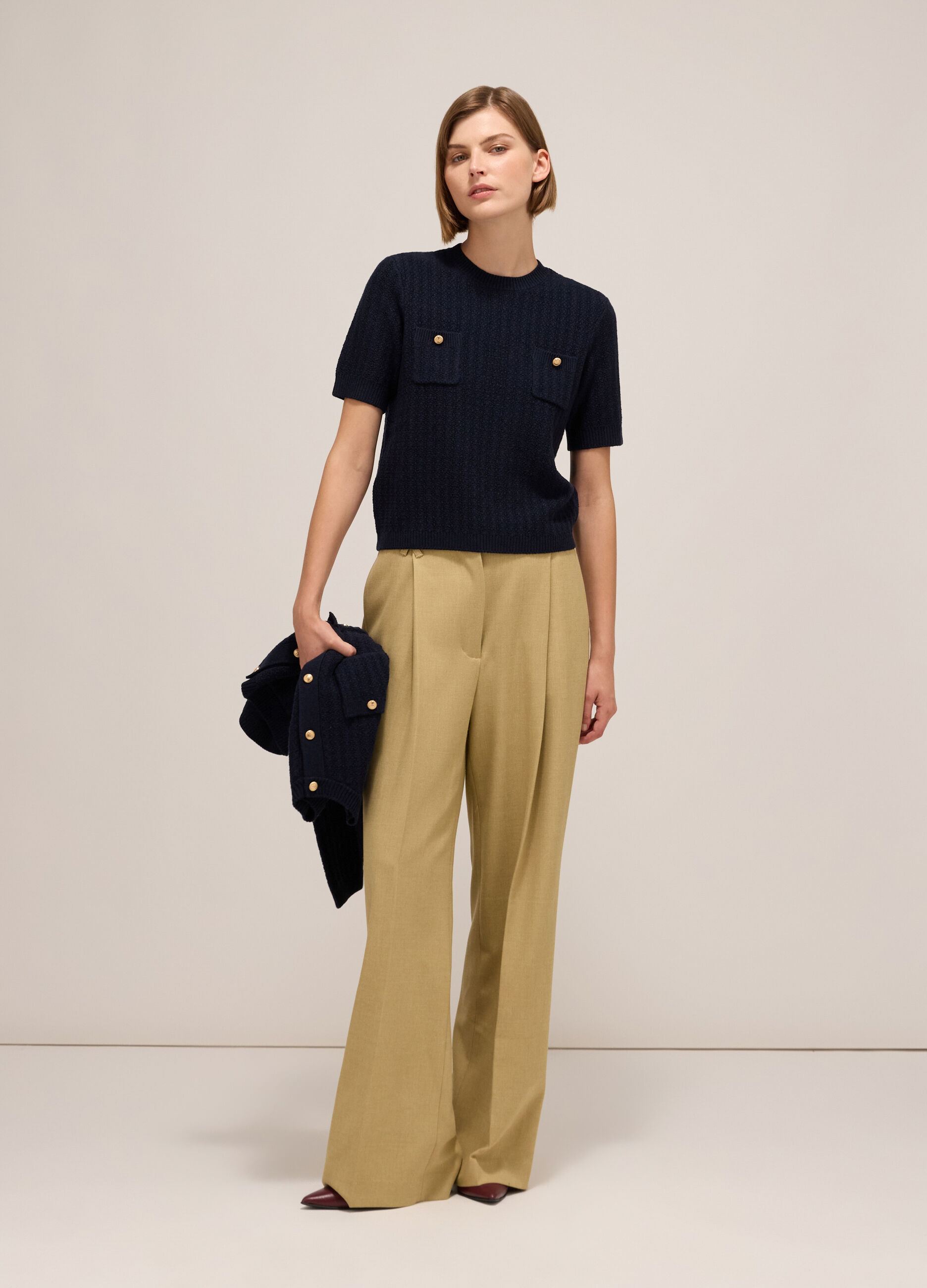 Bouclé-effect knitted top