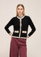Knitted cardigan with contrasting coloured trims_1