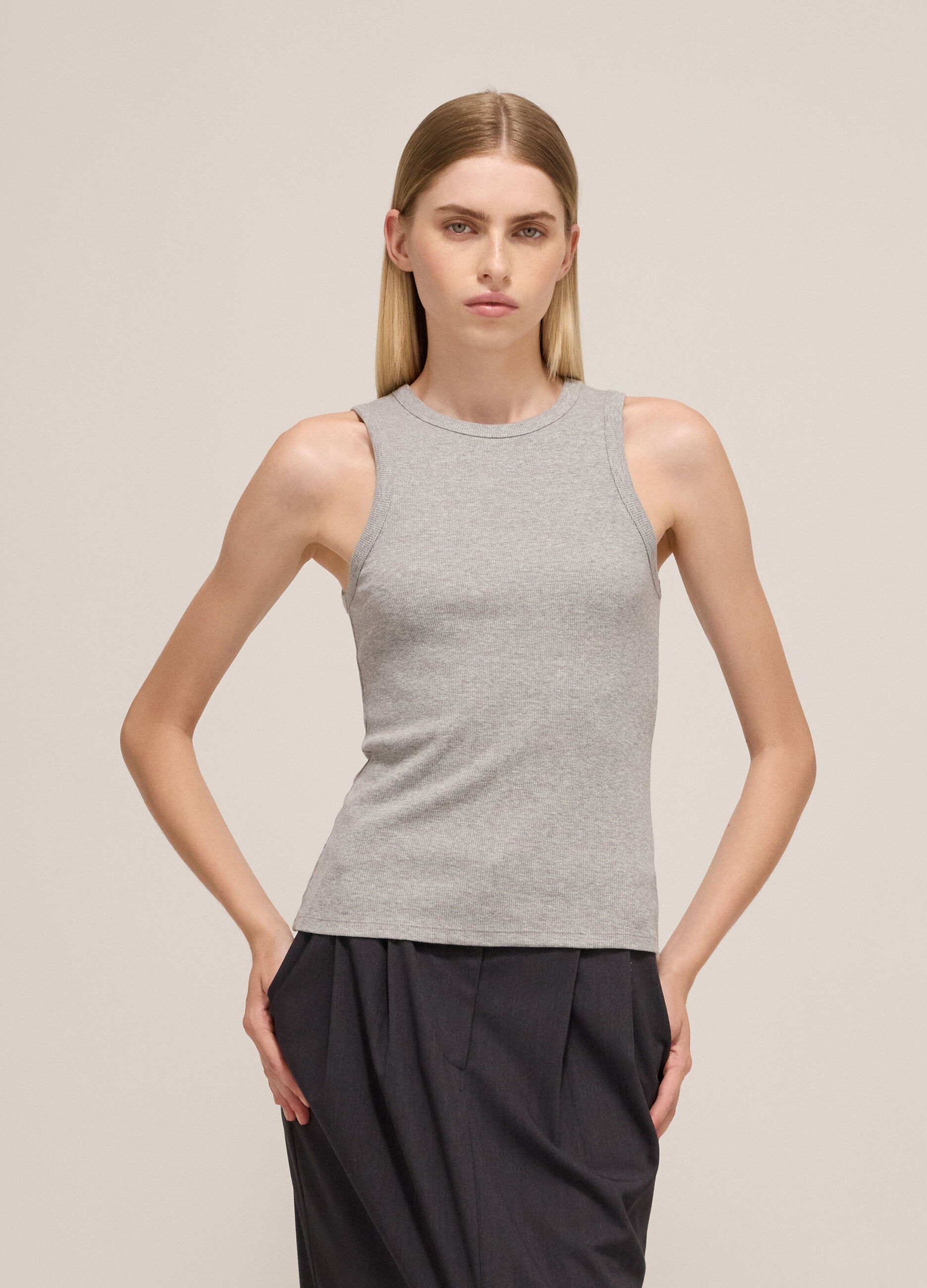 Ribbed stretch vest top.