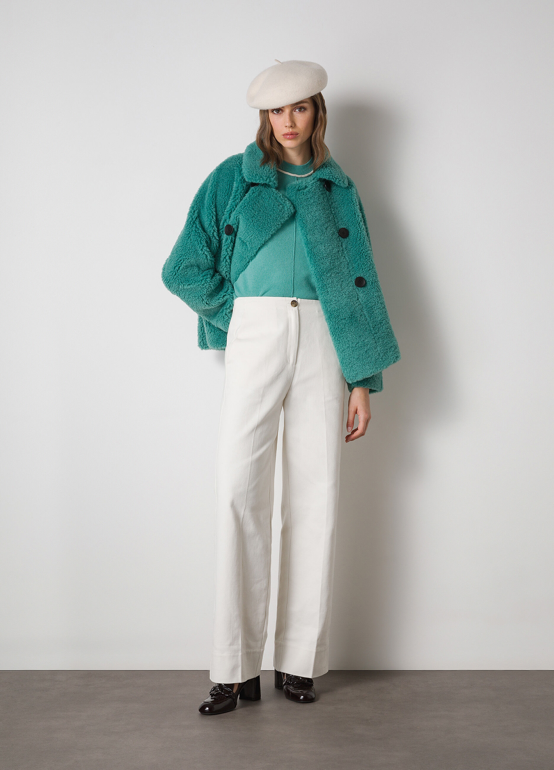 Palazzo pants in pure cotton twill_0
