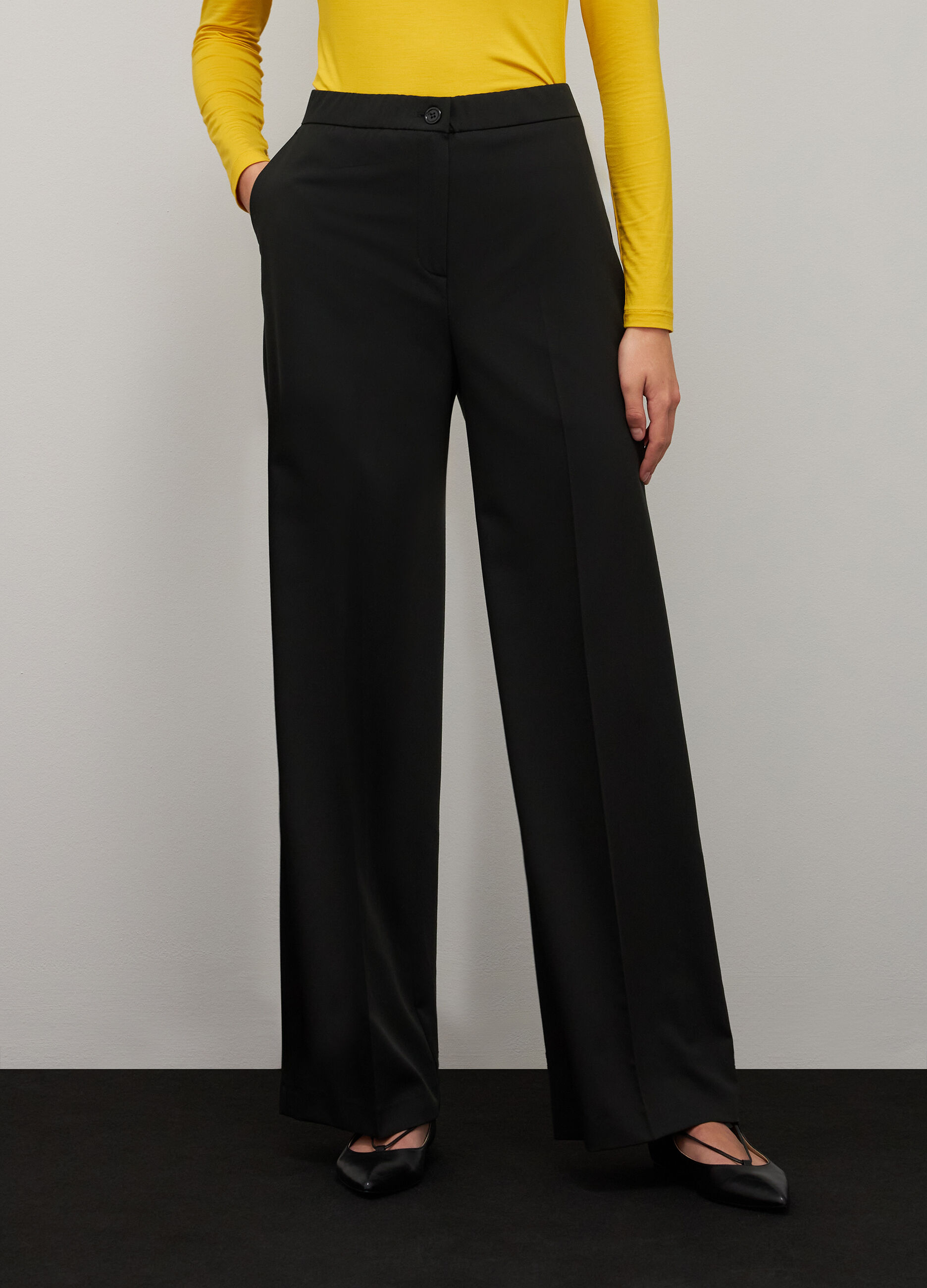 Stretch fabric palazzo trousers_1