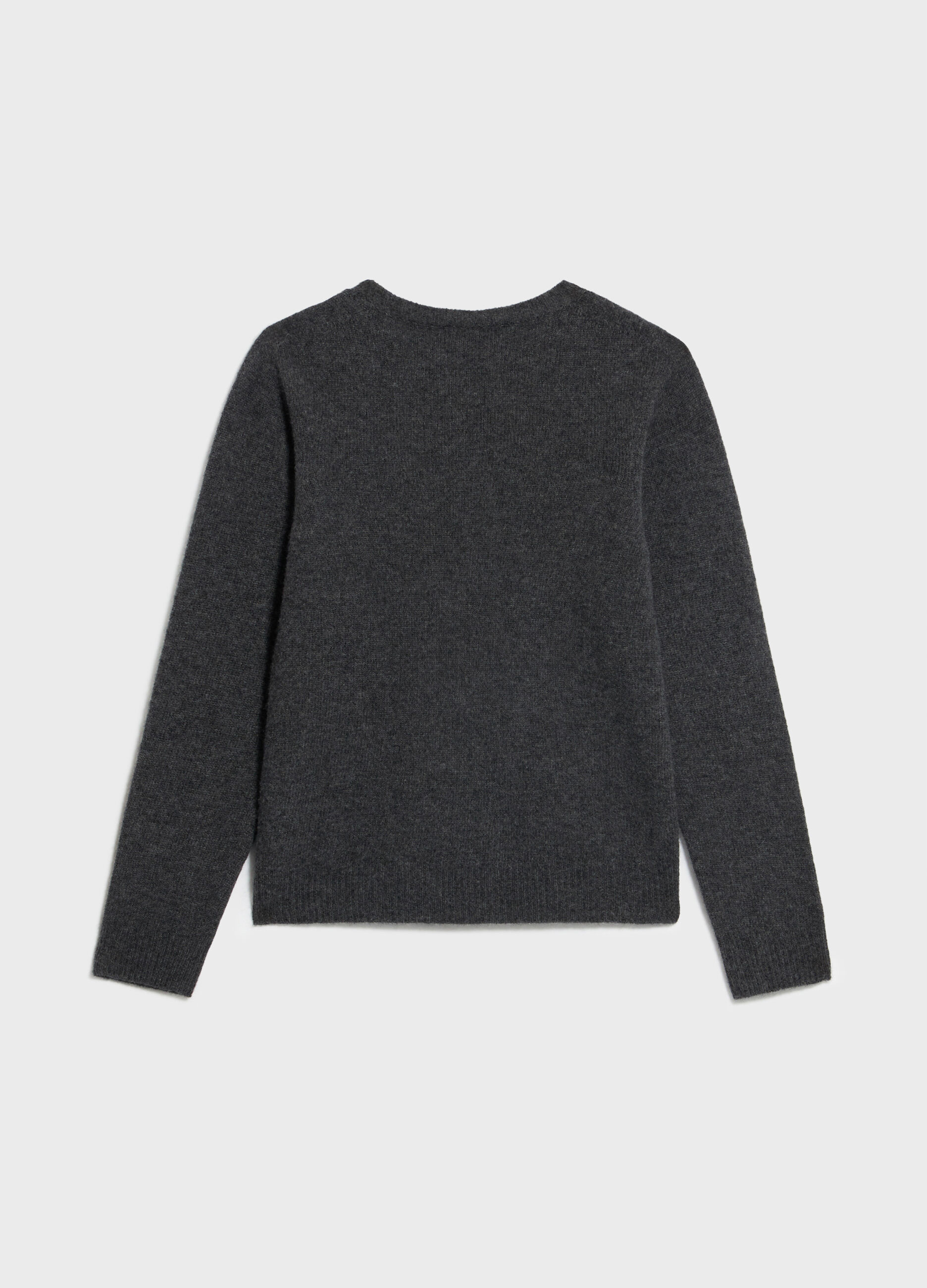Knitted sweater with round neck in cashmere and merino wool