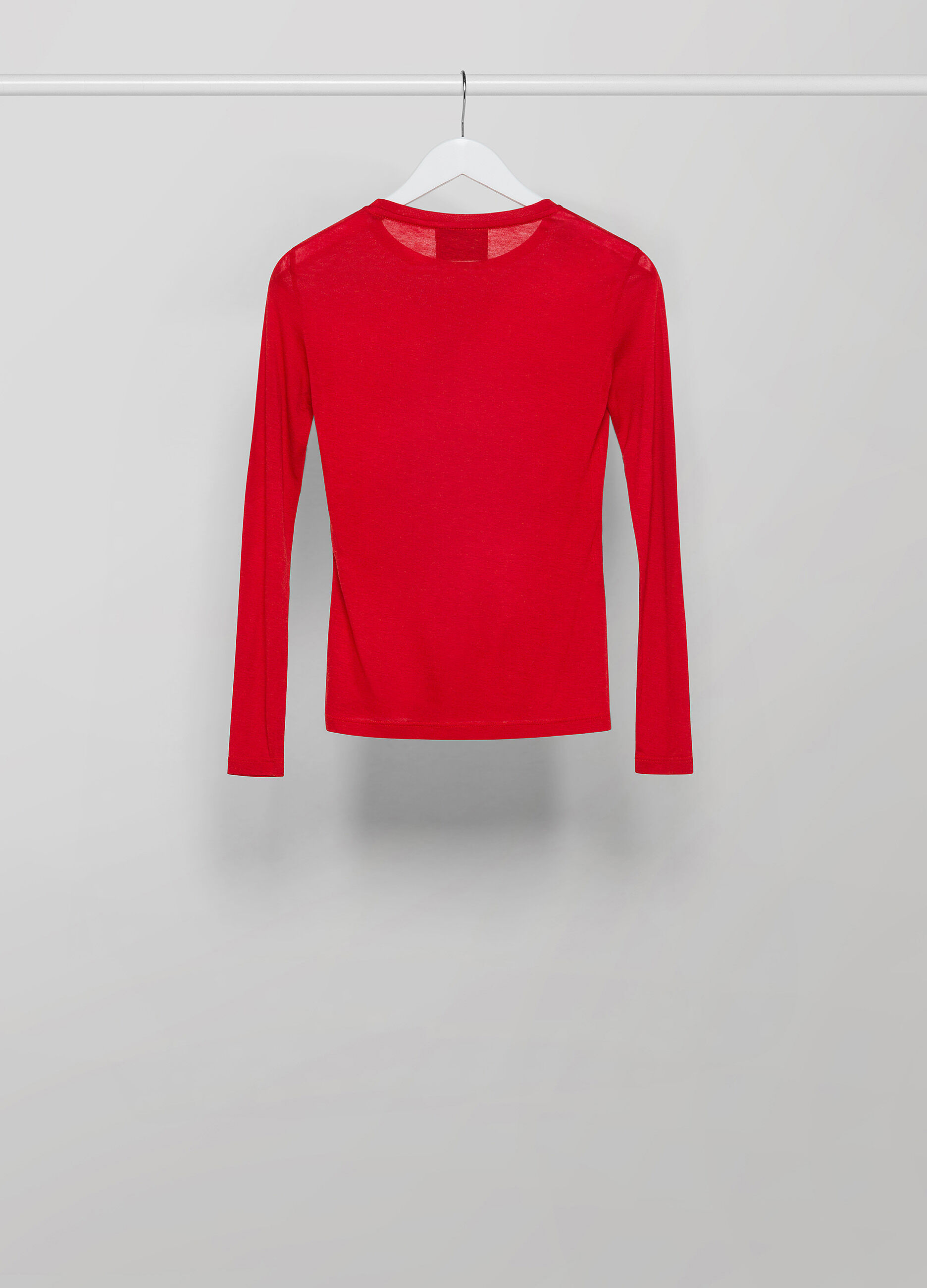 T-shirt à manches longues rouge en laine mélangée_5