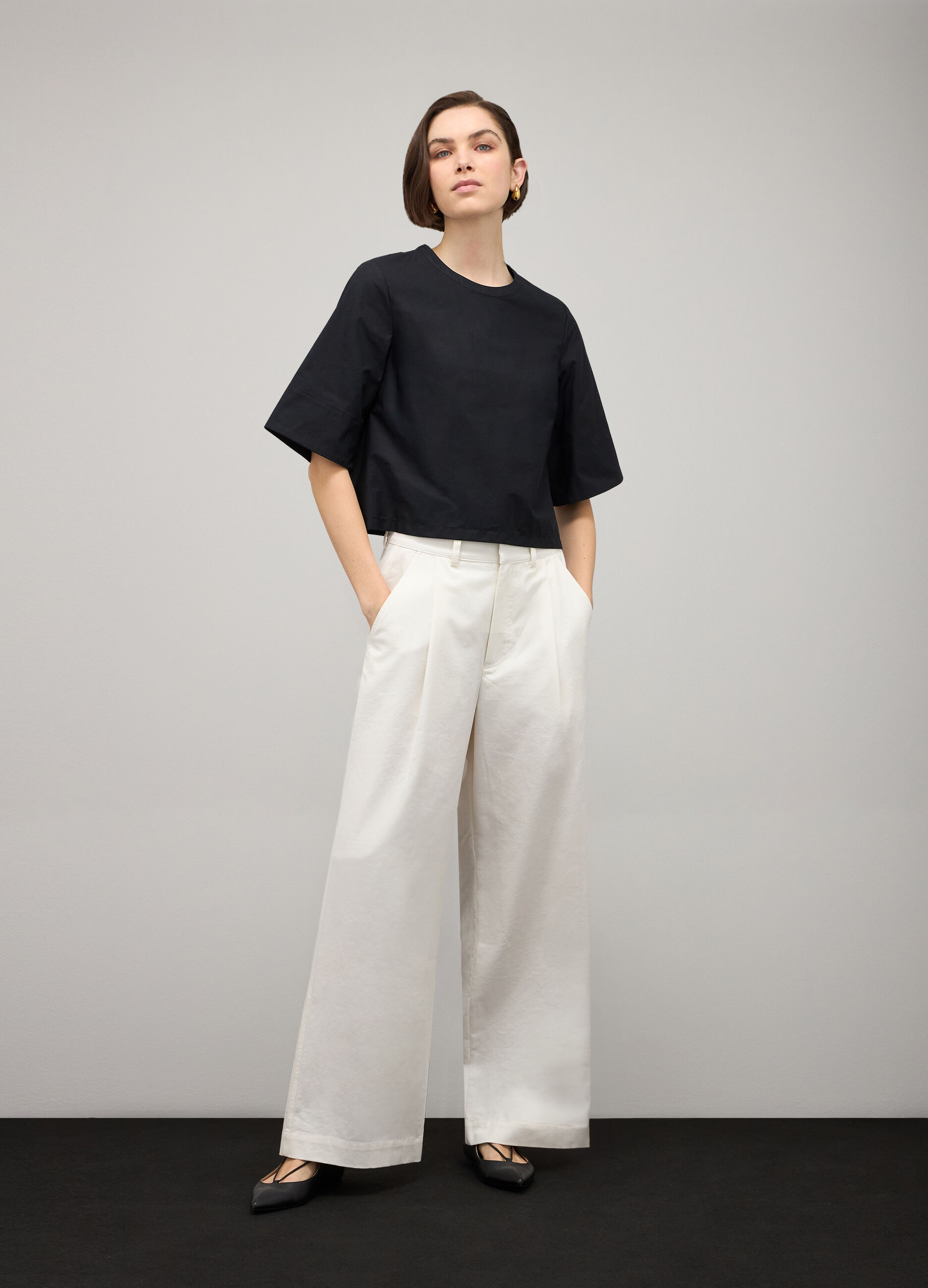 Cotton blouse with three-quarter sleeves_0
