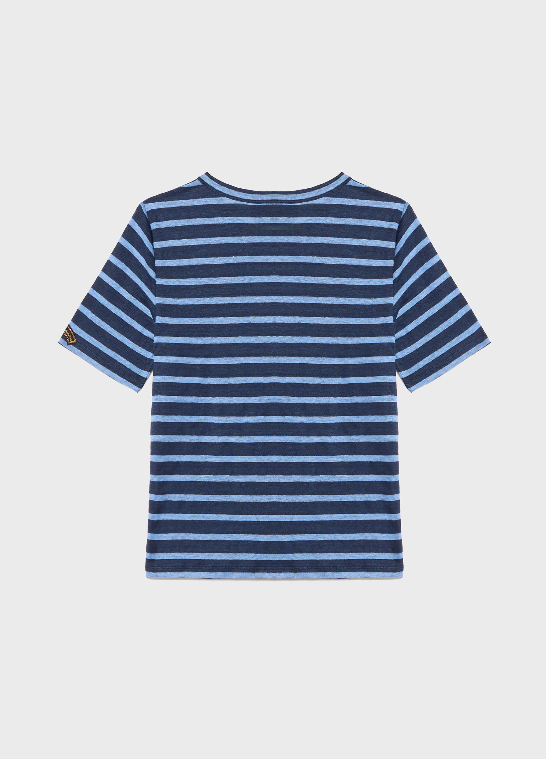 Pink and brown striped linen T-shirt_5